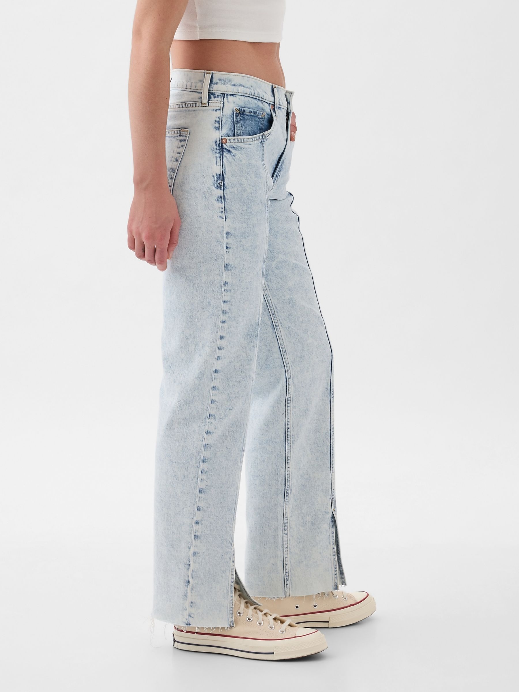 Acid Wash Blue Mid Rise 90s Loose Jeans - Image 5 of 6