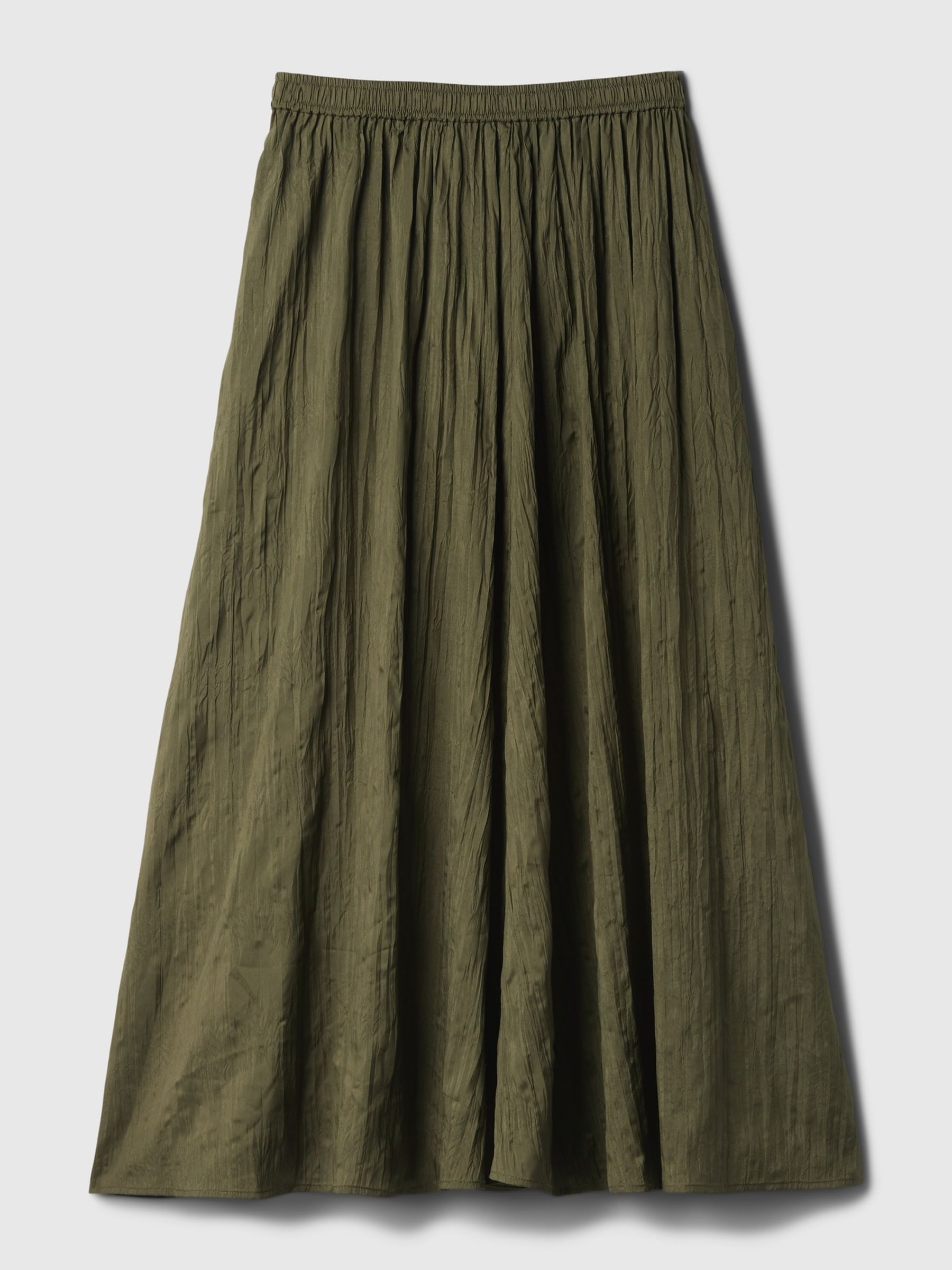 Green Crinkle Pull On Midi Skirt - Image 4 of 4
