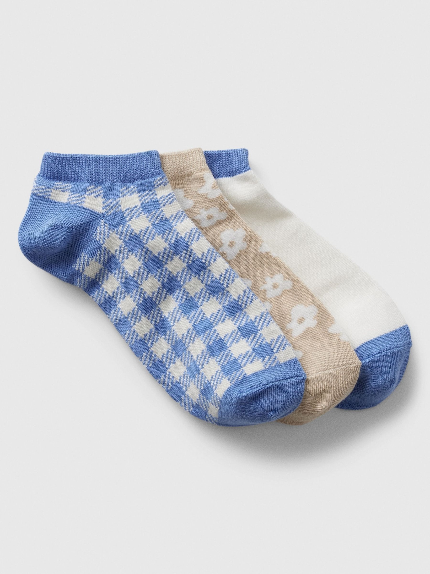 Blue Adults Ankle Socks 3-Pack - Image 1 of 1