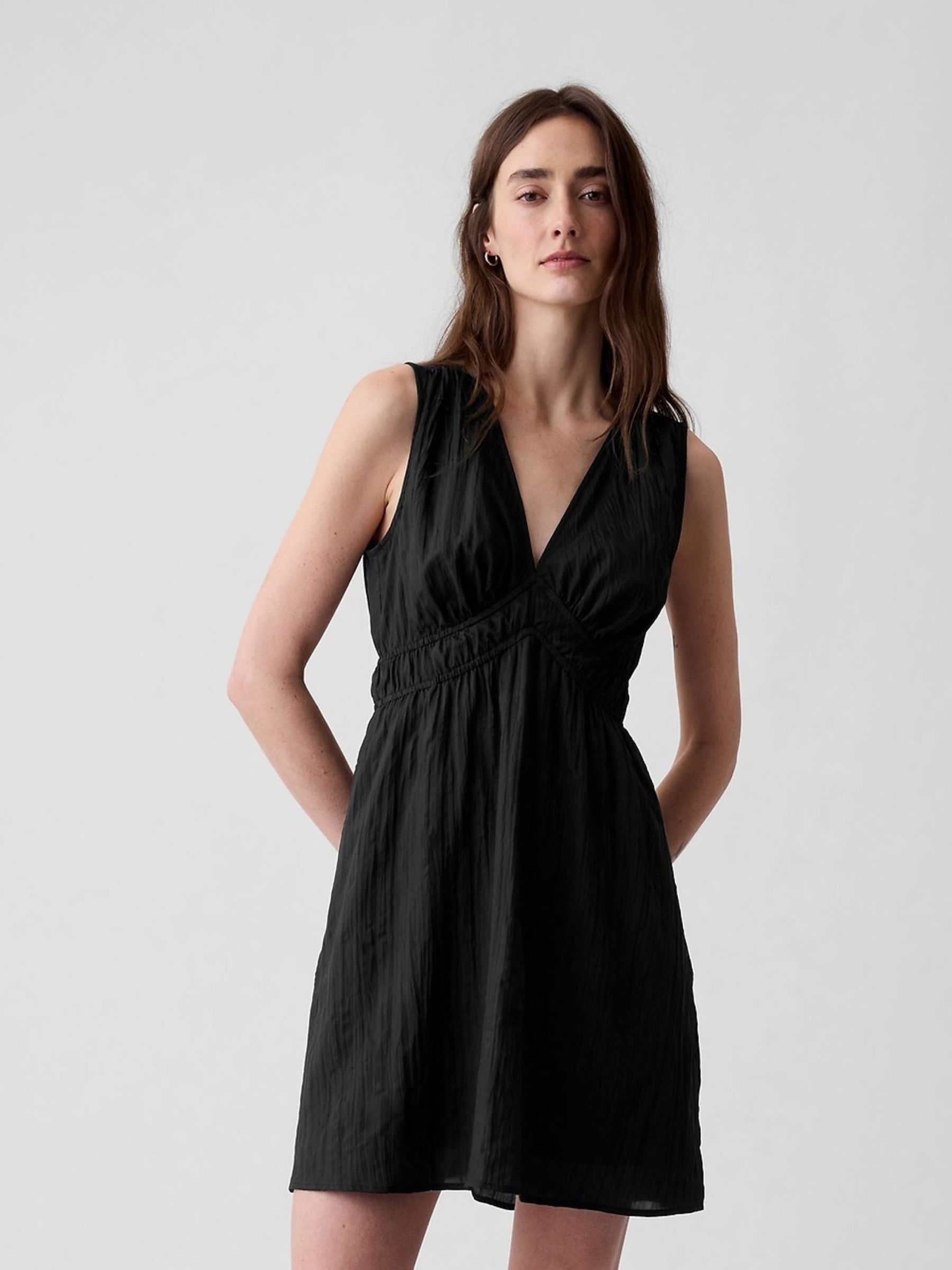 Black Crinkle Mini Dress - Image 1 of 1