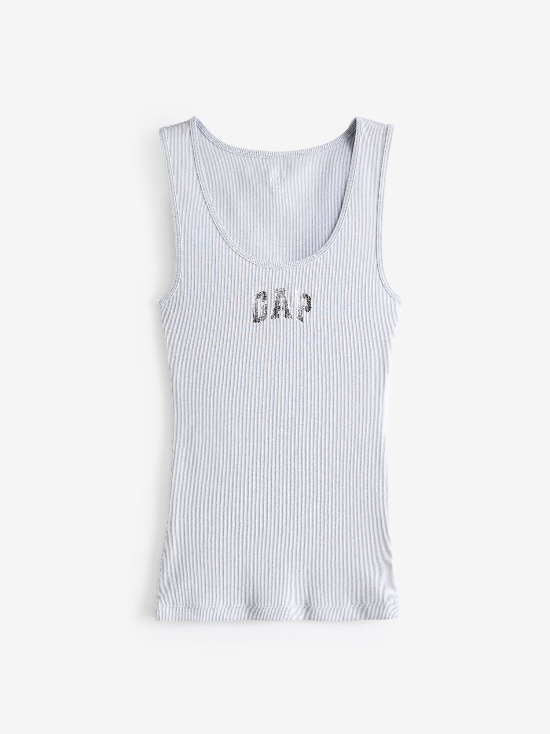 Grey Logo Ribbed Scoop Neck Tank Top - Image 1 of 3