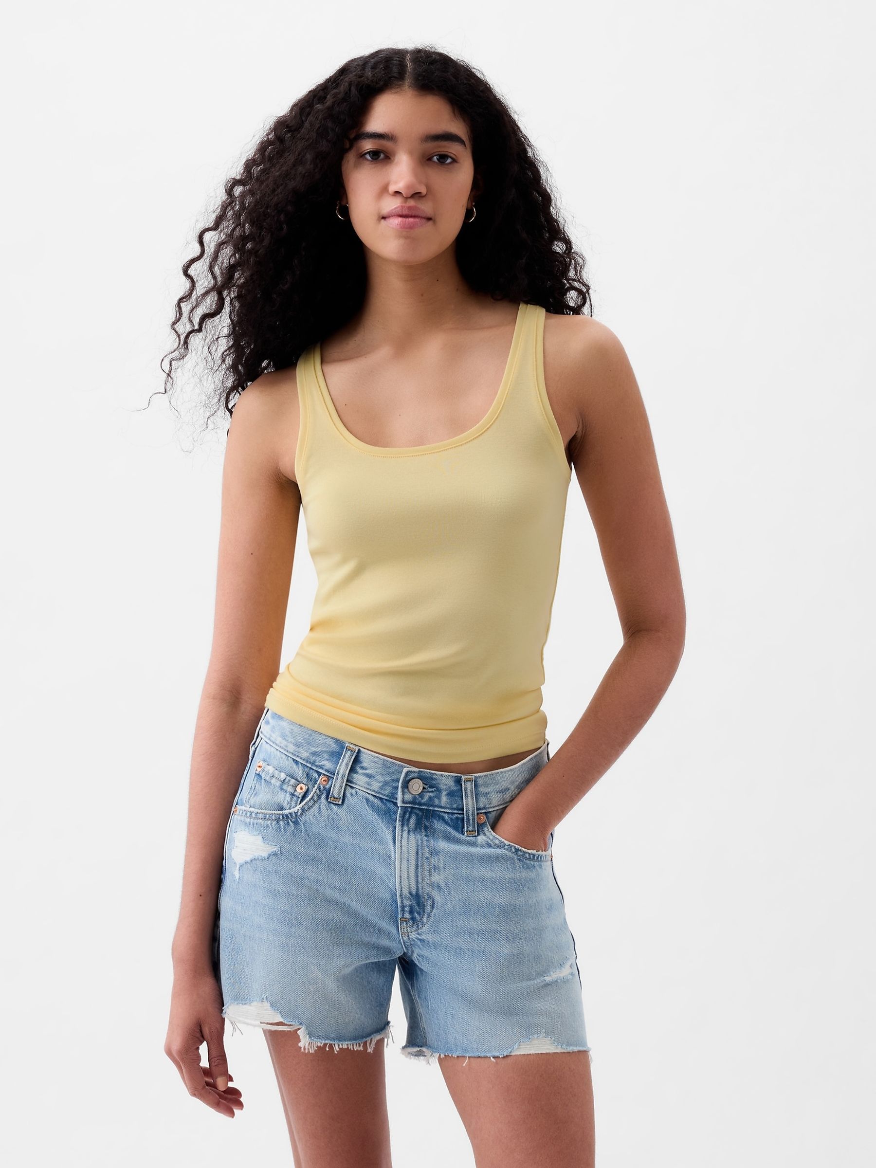 Yellow Modern Modal Scoop Neck Vest - Image 1 of 1
