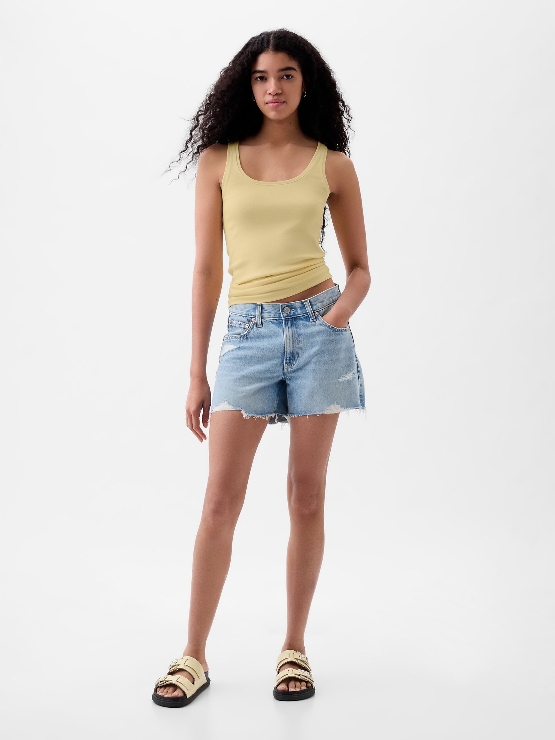 Yellow Modern Modal Scoop Neck Vest - Image 3 of 3