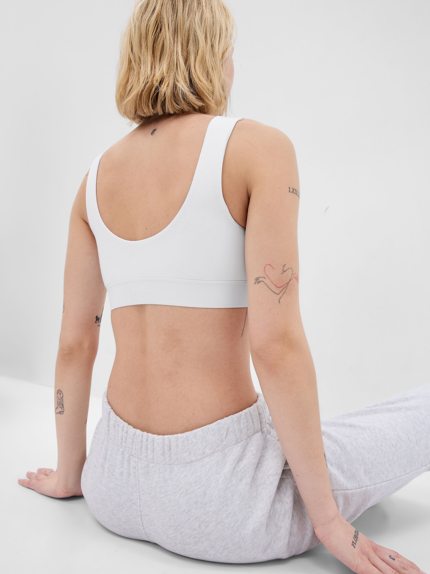 White Organic Stretch Cotton Logo Bralette - Image 2 of 6