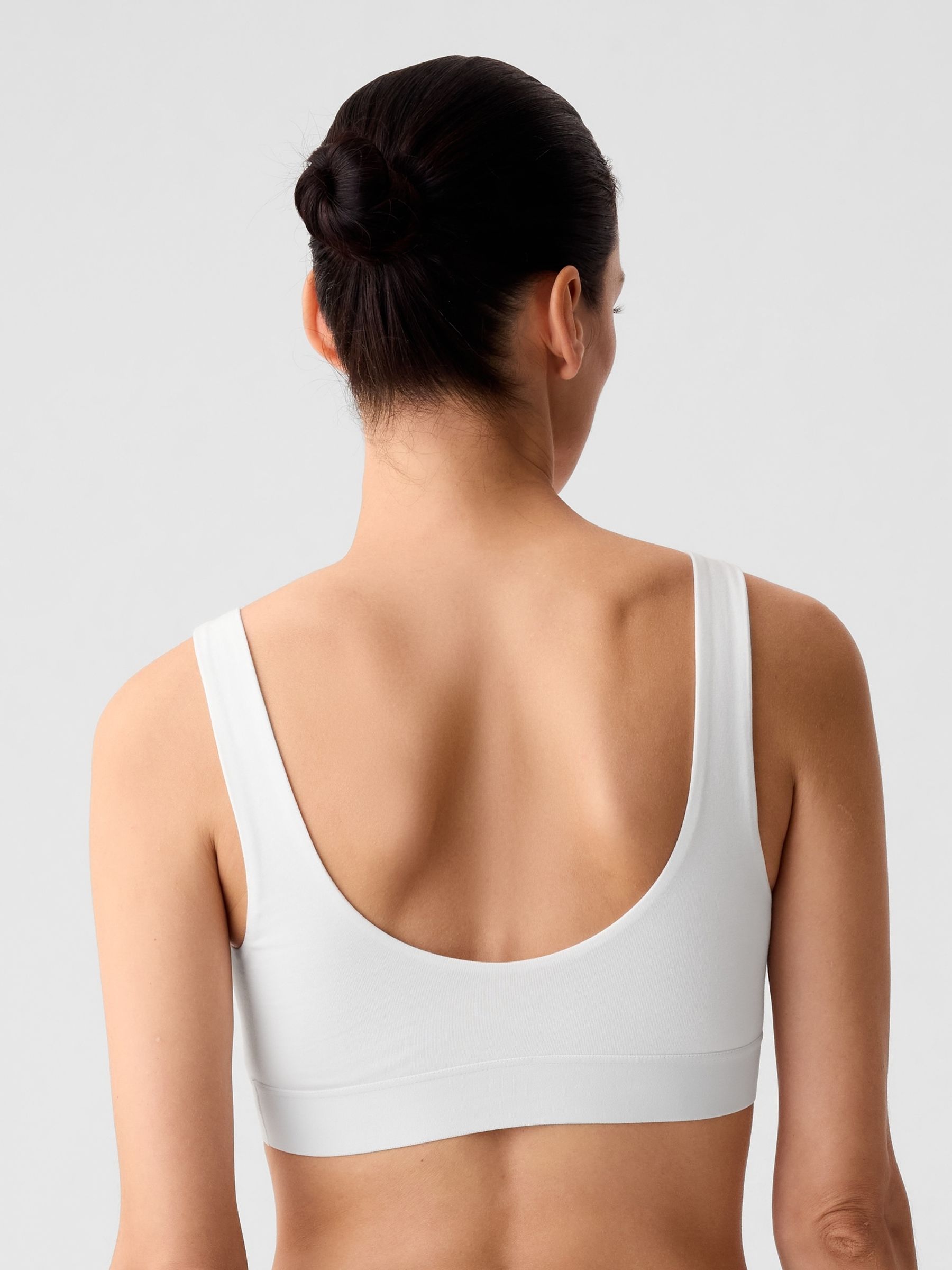 White Organic Stretch Cotton Logo Bralette - Image 4 of 6