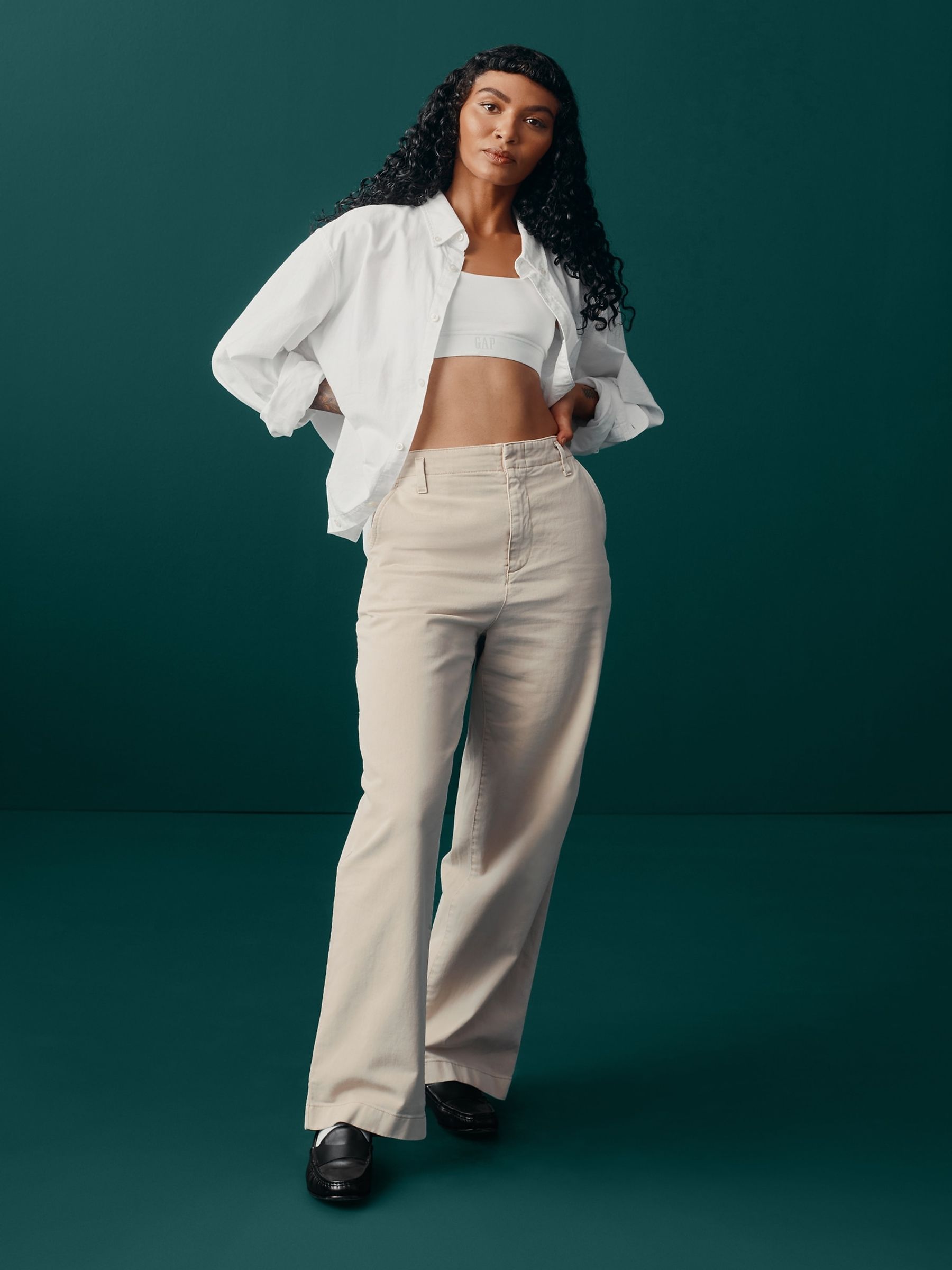 White Organic Stretch Cotton Logo Bralette - Image 6 of 6