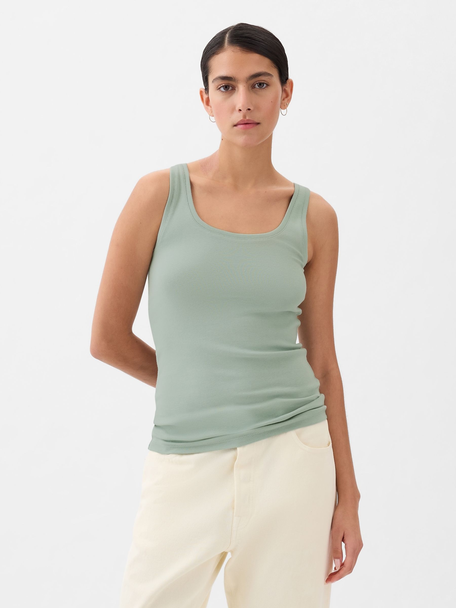 Green Modern Modal Scoop Neck Vest - Image 1 of 1