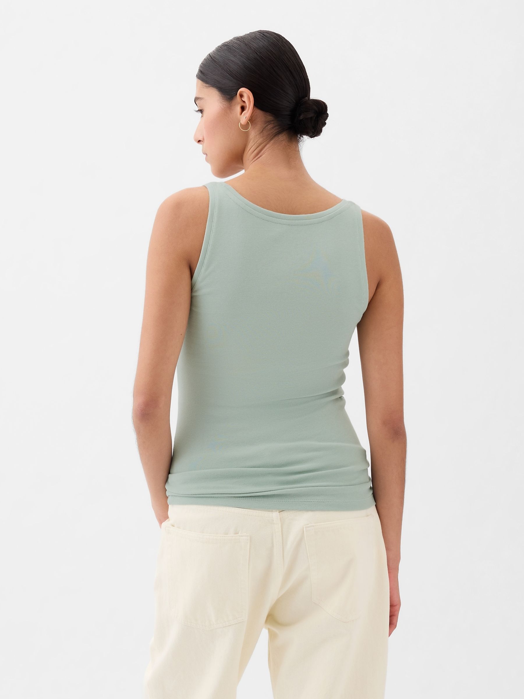 Green Modern Modal Scoop Neck Vest - Image 2 of 3 Green Modern Modal Scoop Neck Vest - Image 2 of 3