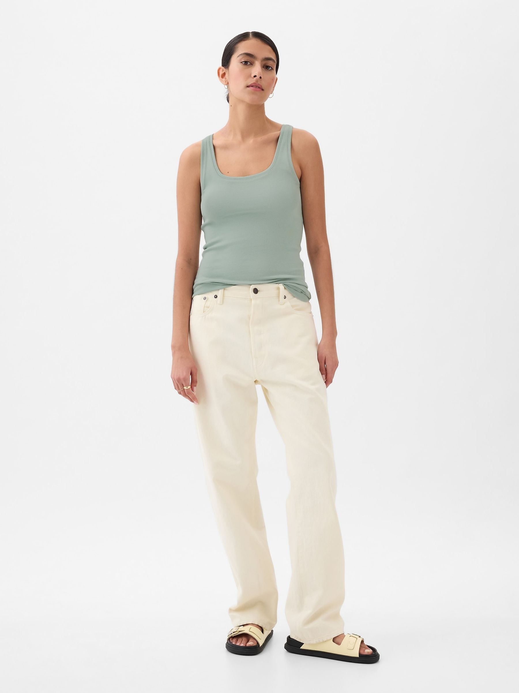 Green Modern Modal Scoop Neck Vest - Image 3 of 3