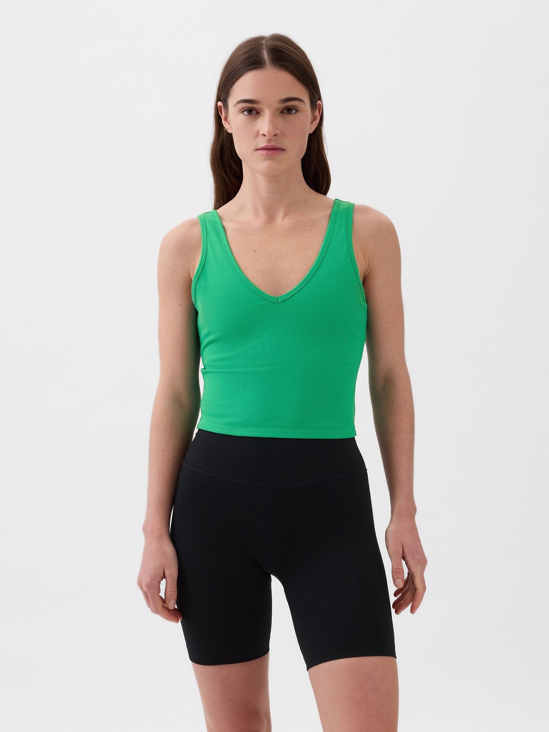 Green Studio Ribbed V Neck Brami - Image 1 of 4