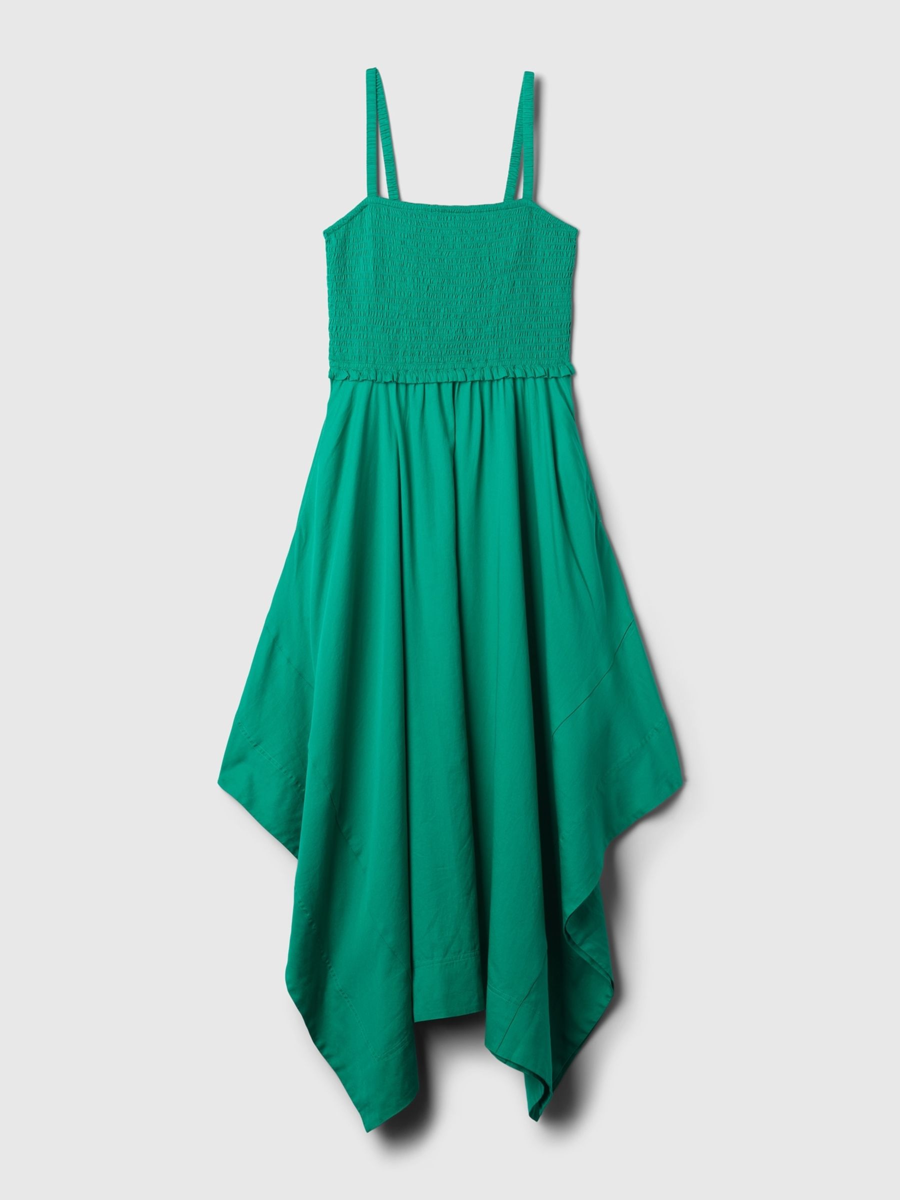Simply Green Smocked Handkerchief Hem Midi Dress - Image 5 of 5