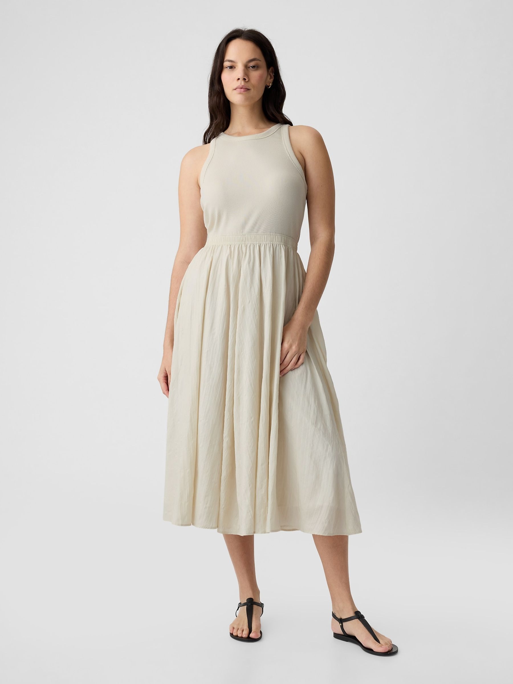 Natural Cotton Sleeveless Midi Dress - Image 3 of 8