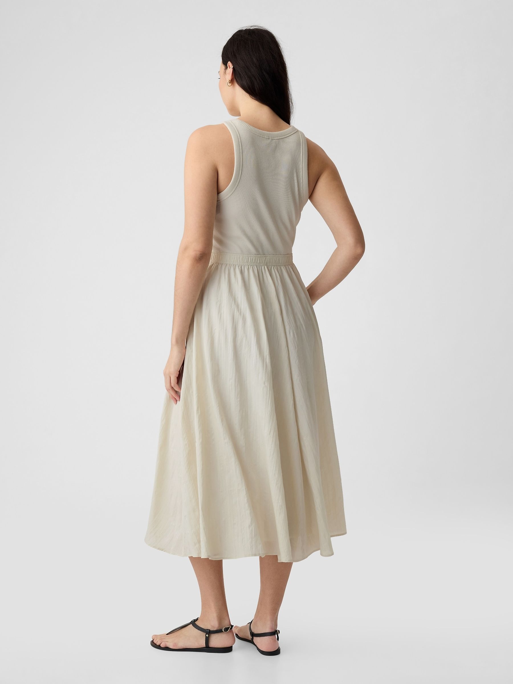Natural Cotton Sleeveless Midi Dress - Image 4 of 8