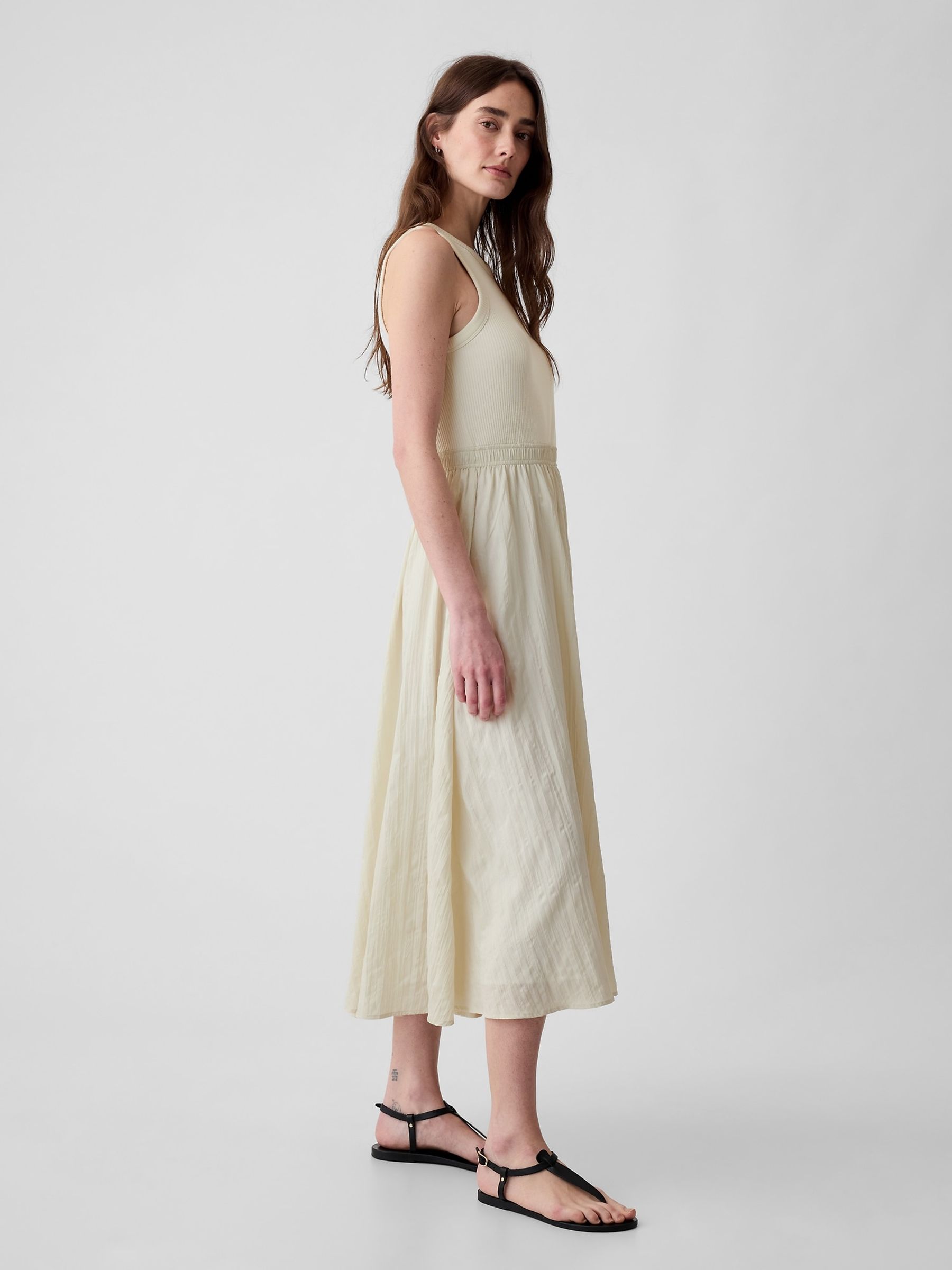 Natural Cotton Sleeveless Midi Dress - Image 5 of 8