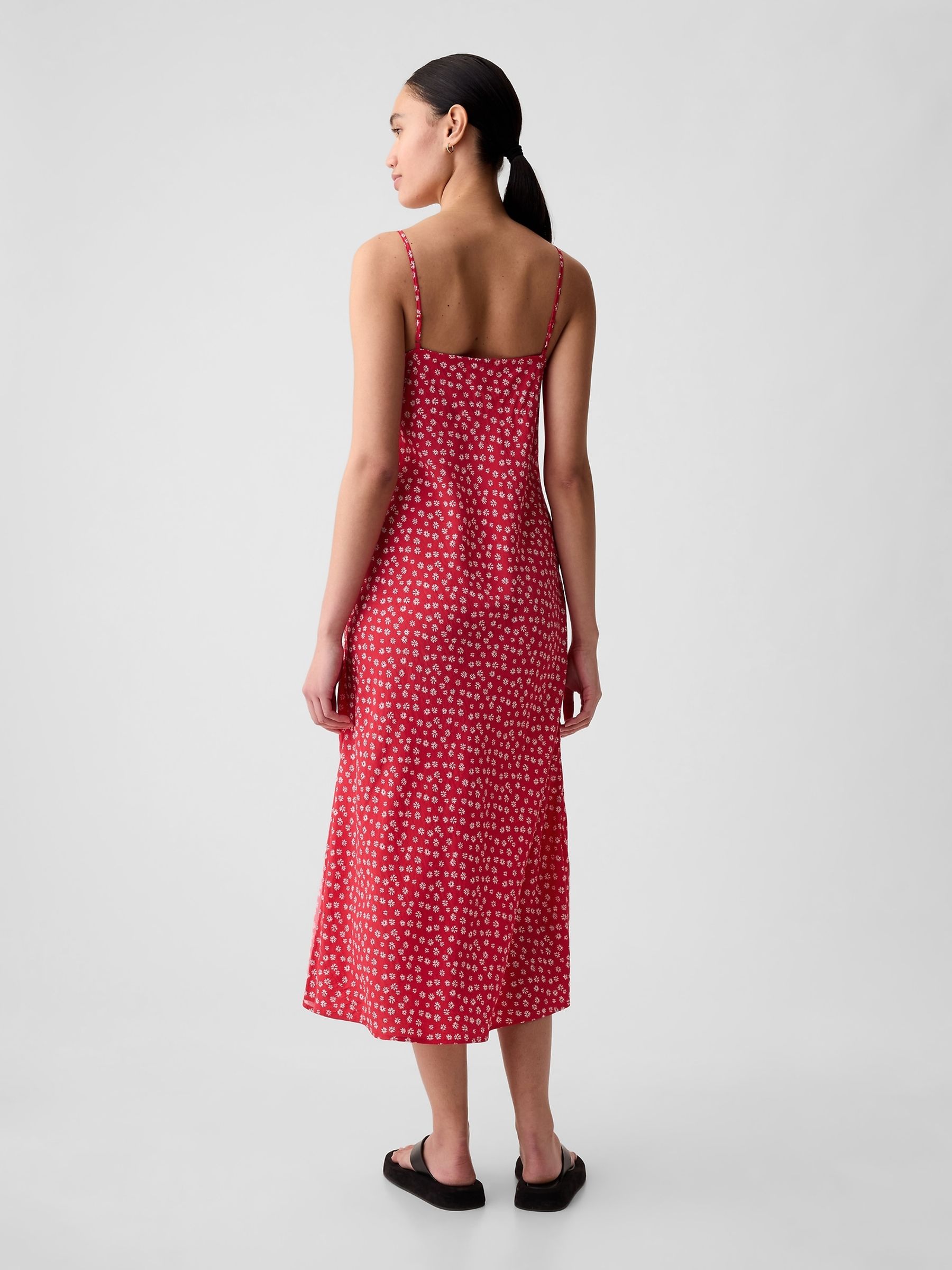 Red Floral Slip Midi Dress - Image 2 of 4