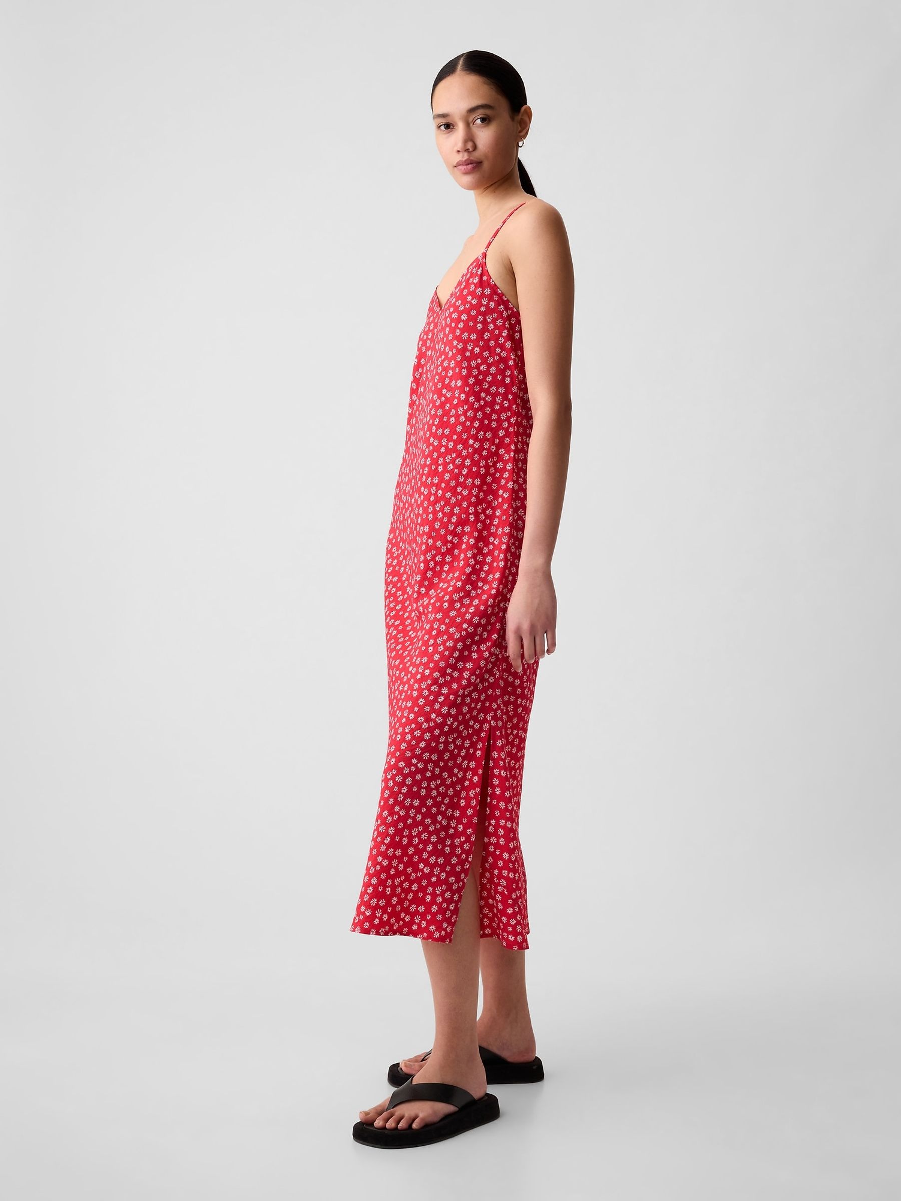 Red Floral Slip Midi Dress - Image 3 of 4