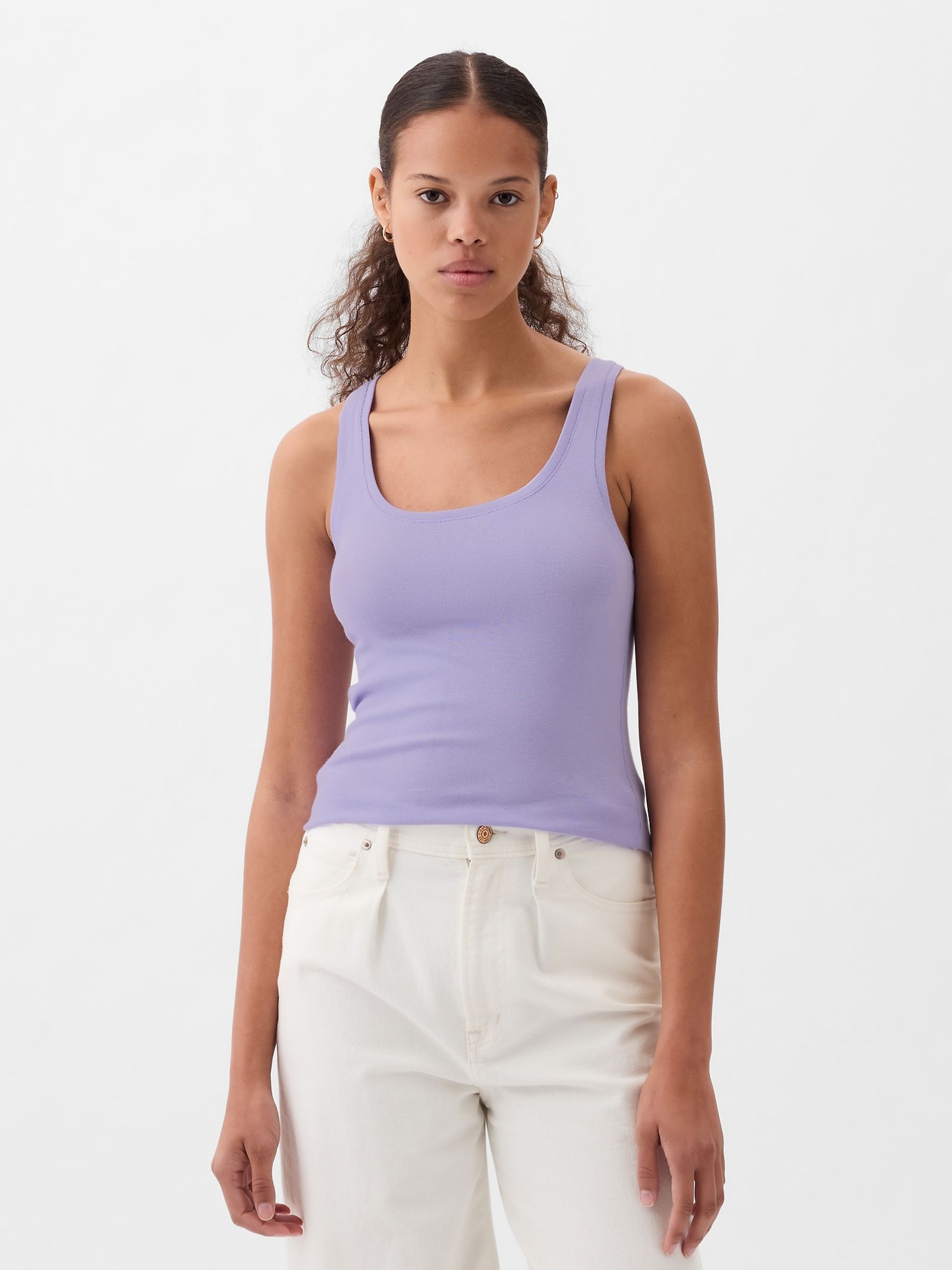 Purple Modern Modal Scoop Neck Vest - Image 1 of 5