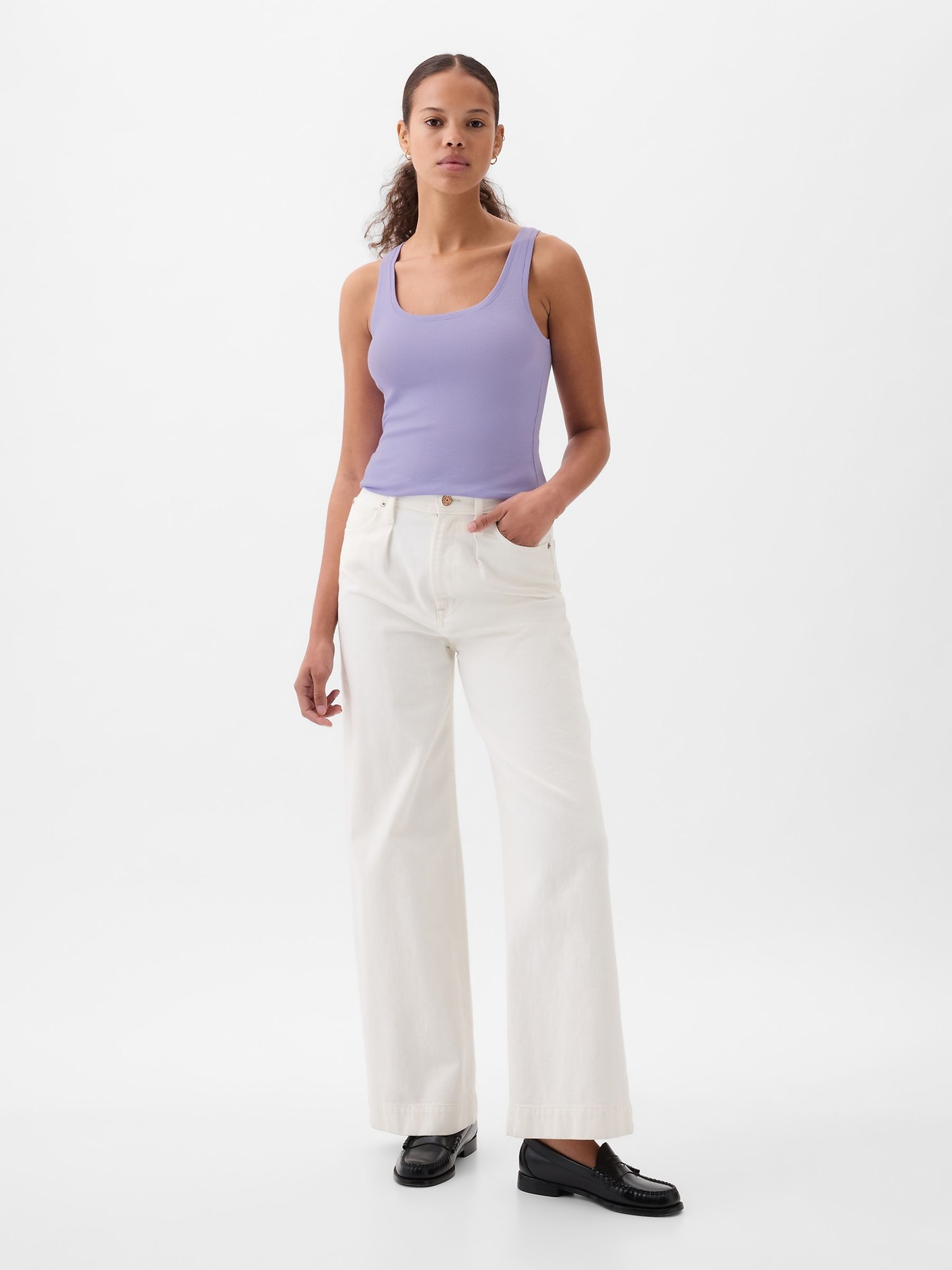 Purple Modern Modal Scoop Neck Vest - Image 3 of 5