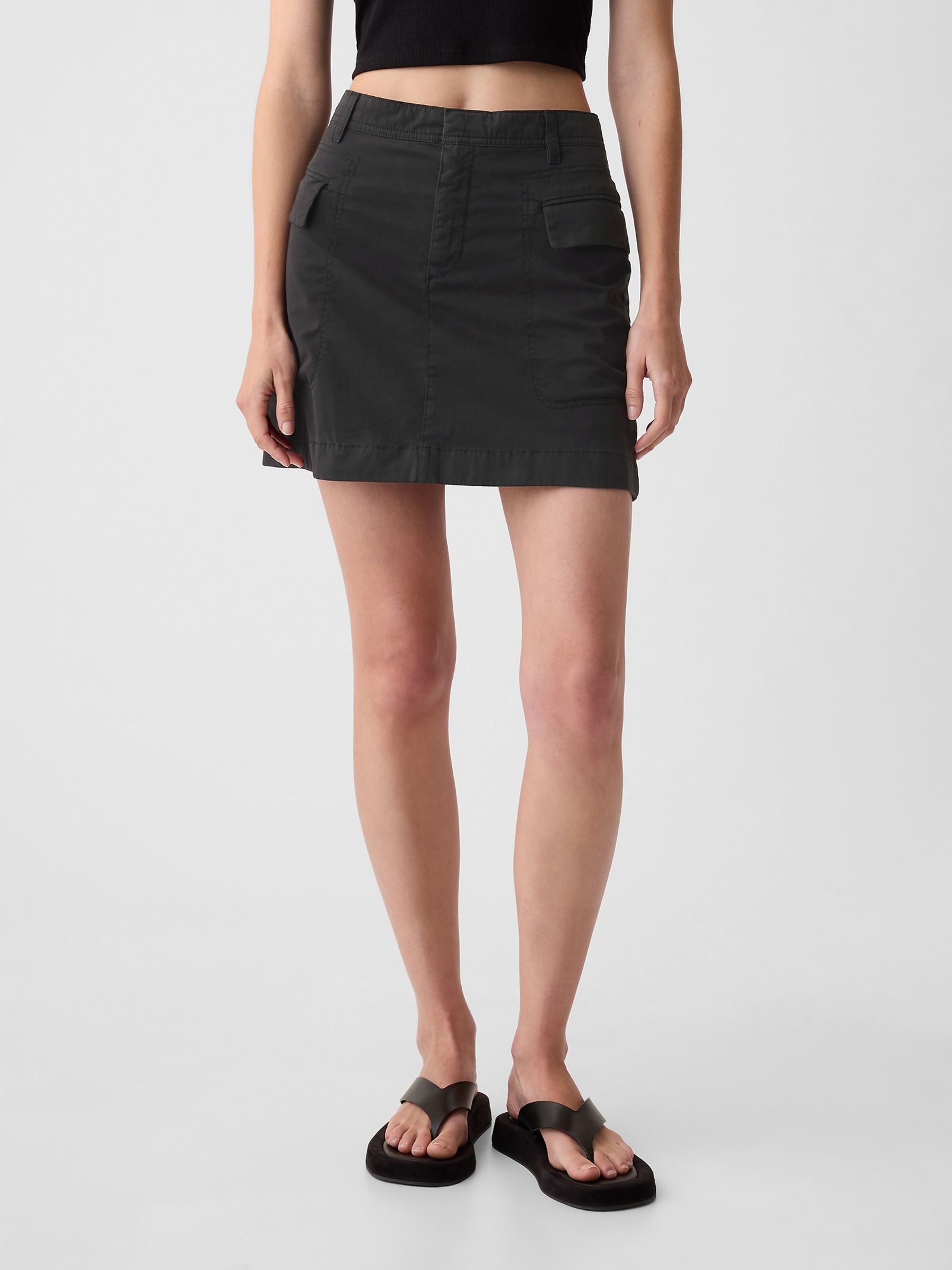 Black Cargo Mini Skirt - Image 2 of 5
