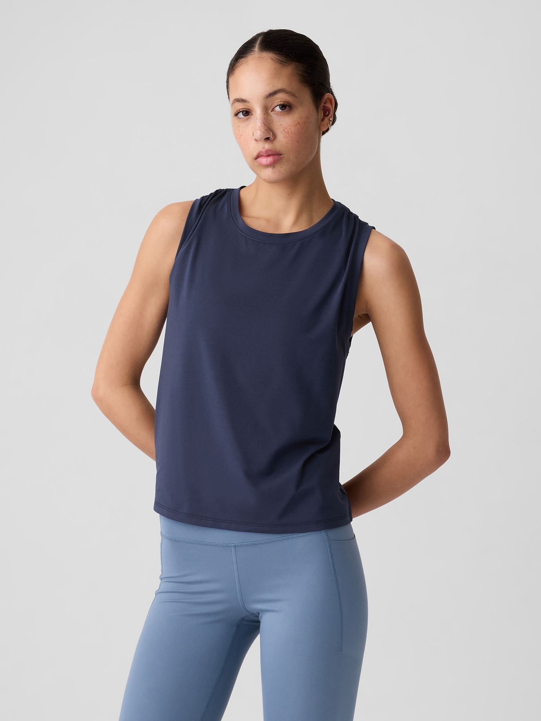 Navy Blue Fit Jersey Tank Top - Image 1 of 1