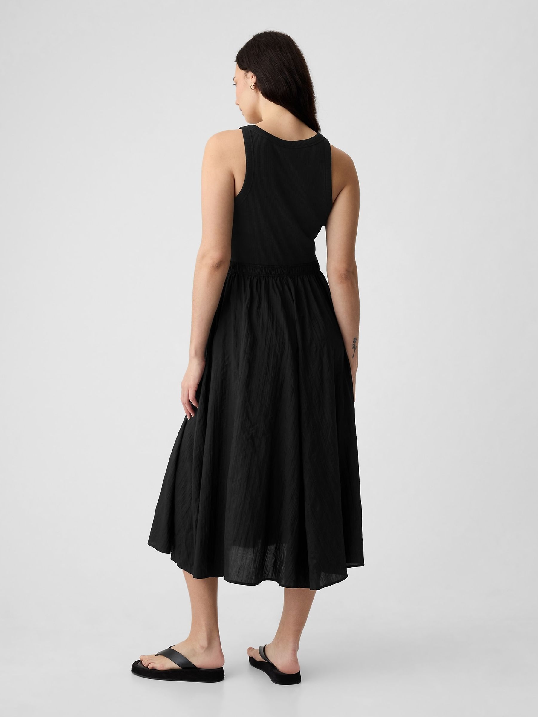 Black Cotton Sleeveless Midi Dress - Image 4 of 5