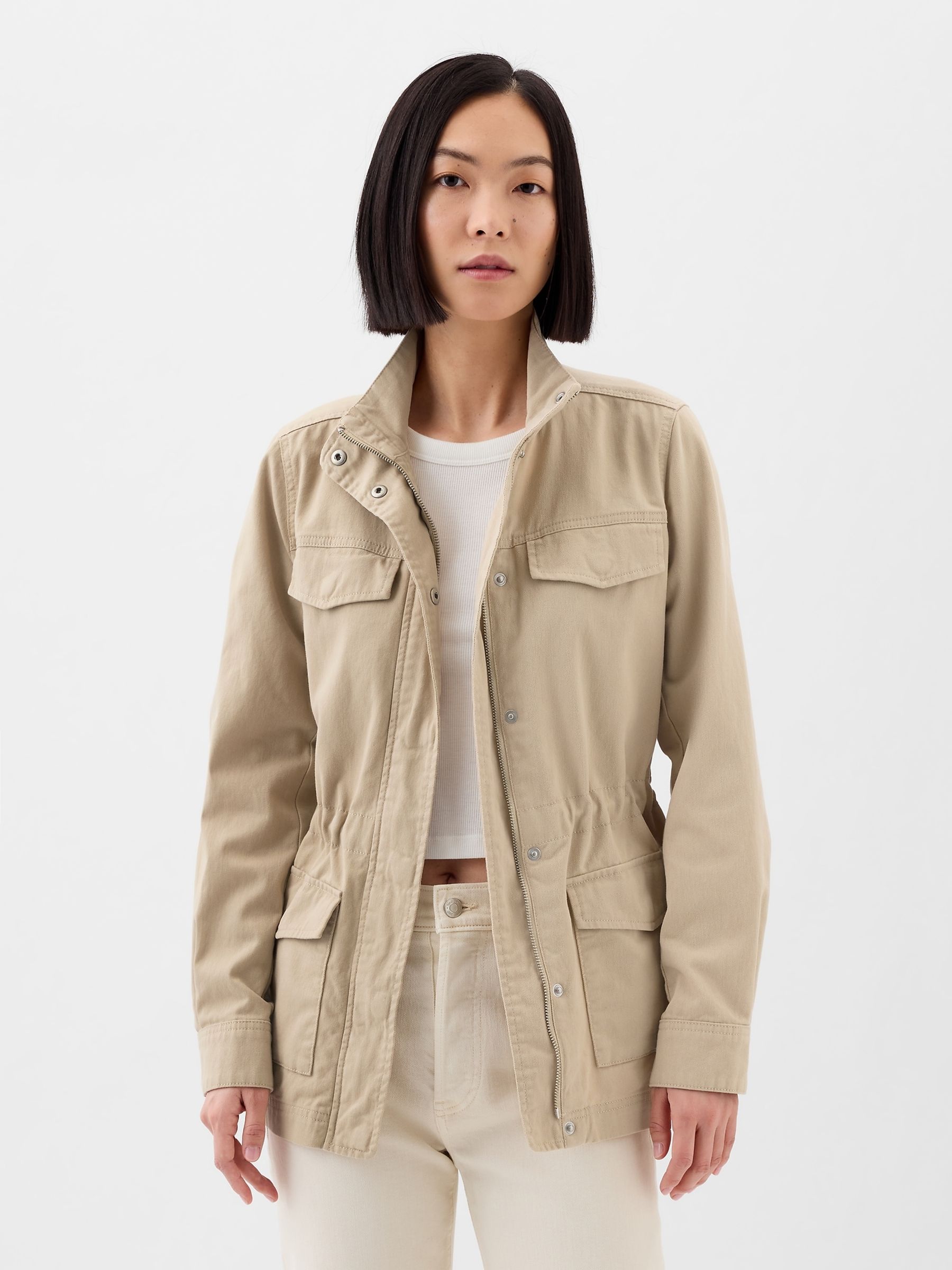 Cream Zip Up Utility Jacket - Image 1 of 1