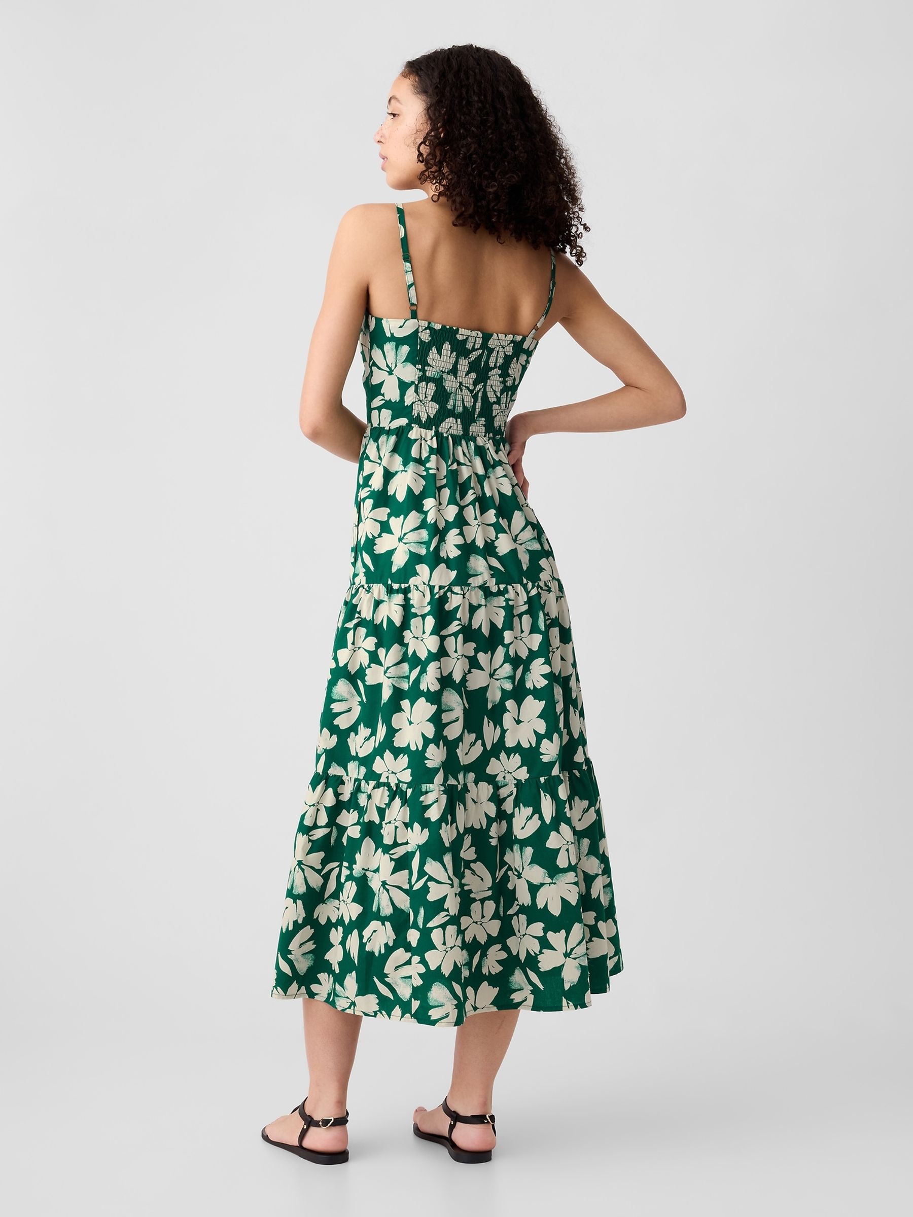Green Floral Cotton Floral Tiered Maxi Dress - Image 2 of 3