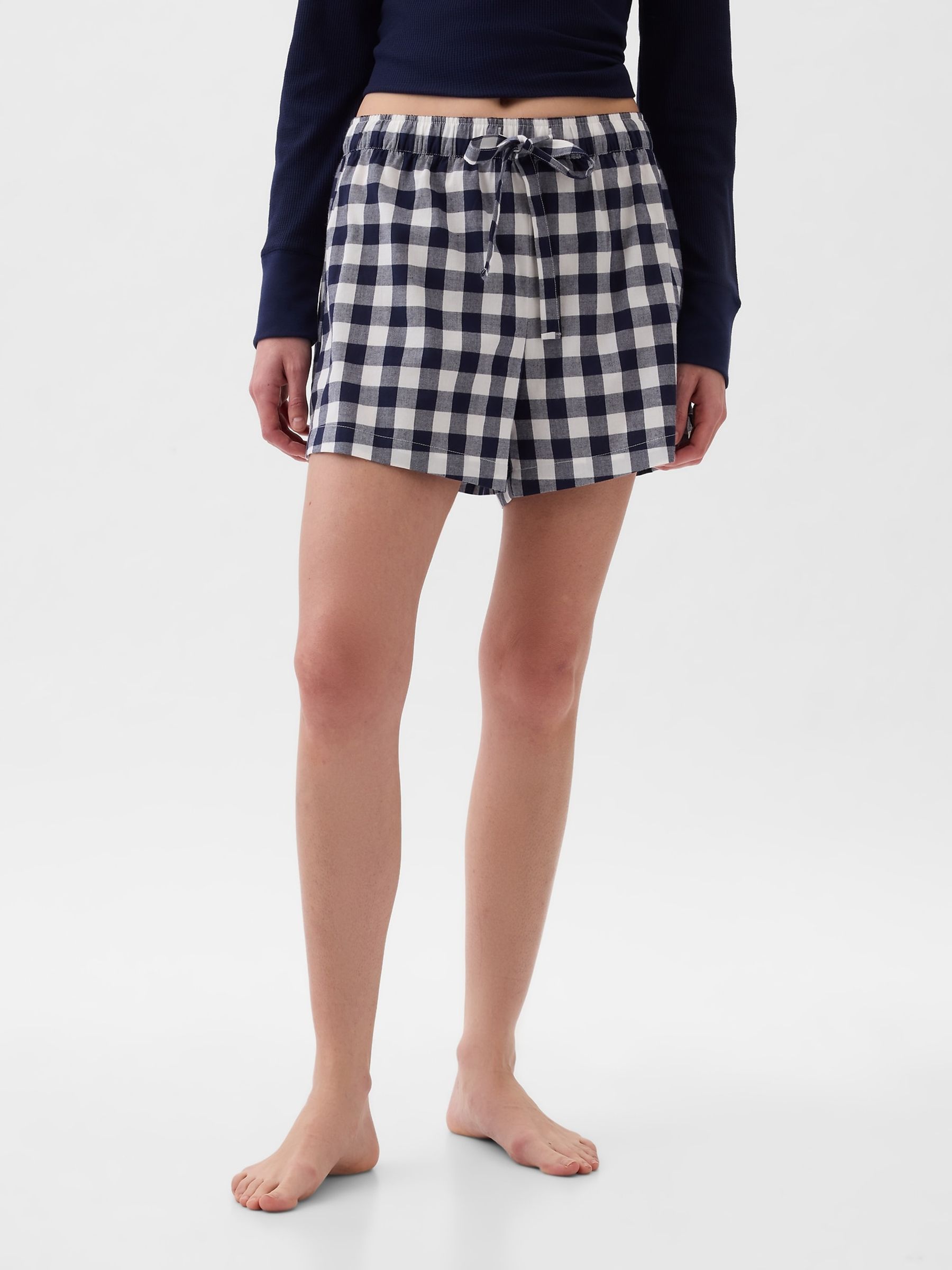 Black & White Gingham Poplin Pyjama Shorts - Image 1 of 3