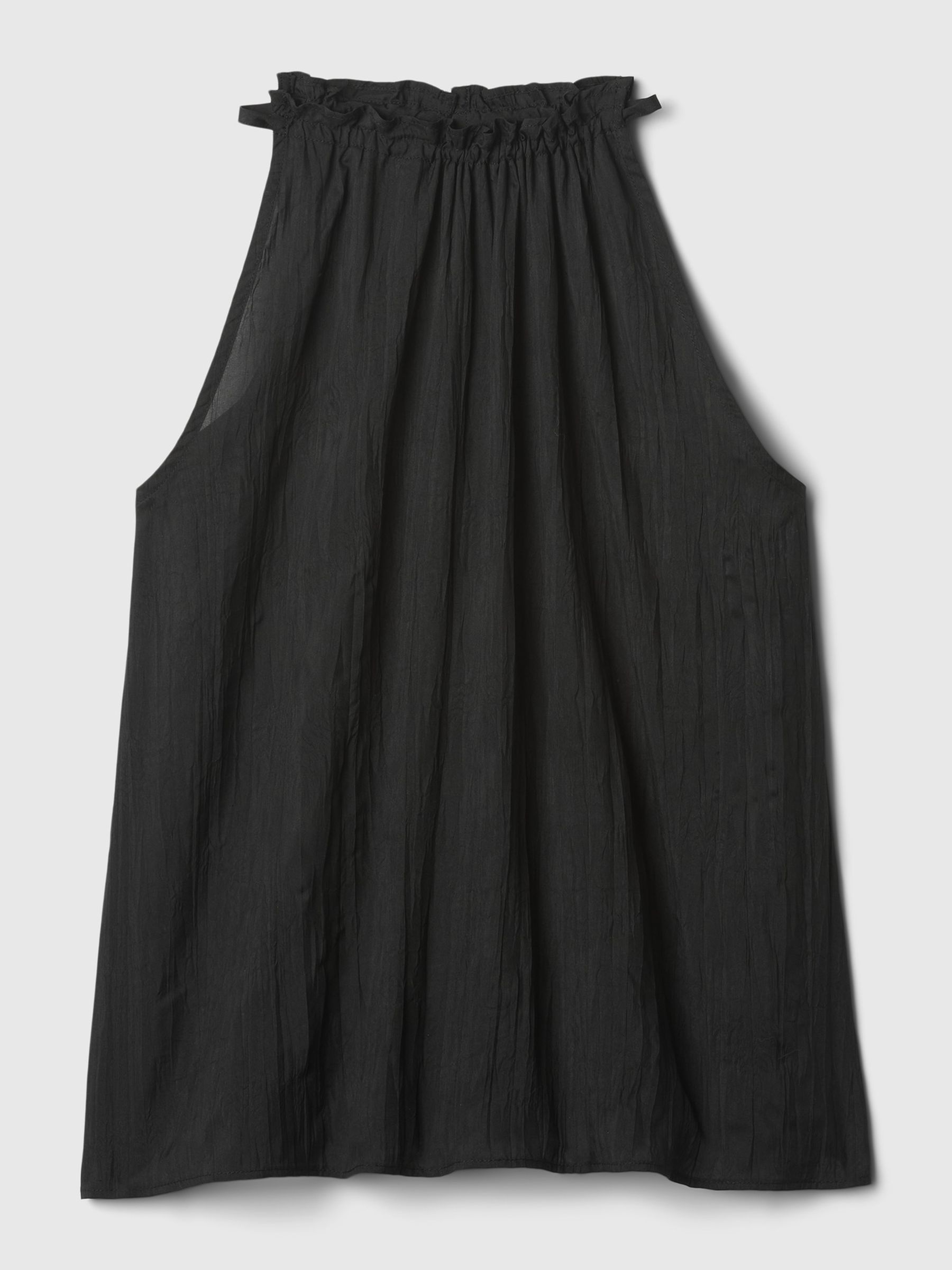 Black Crinkle Sleeveless Halter Top - Image 4 of 4