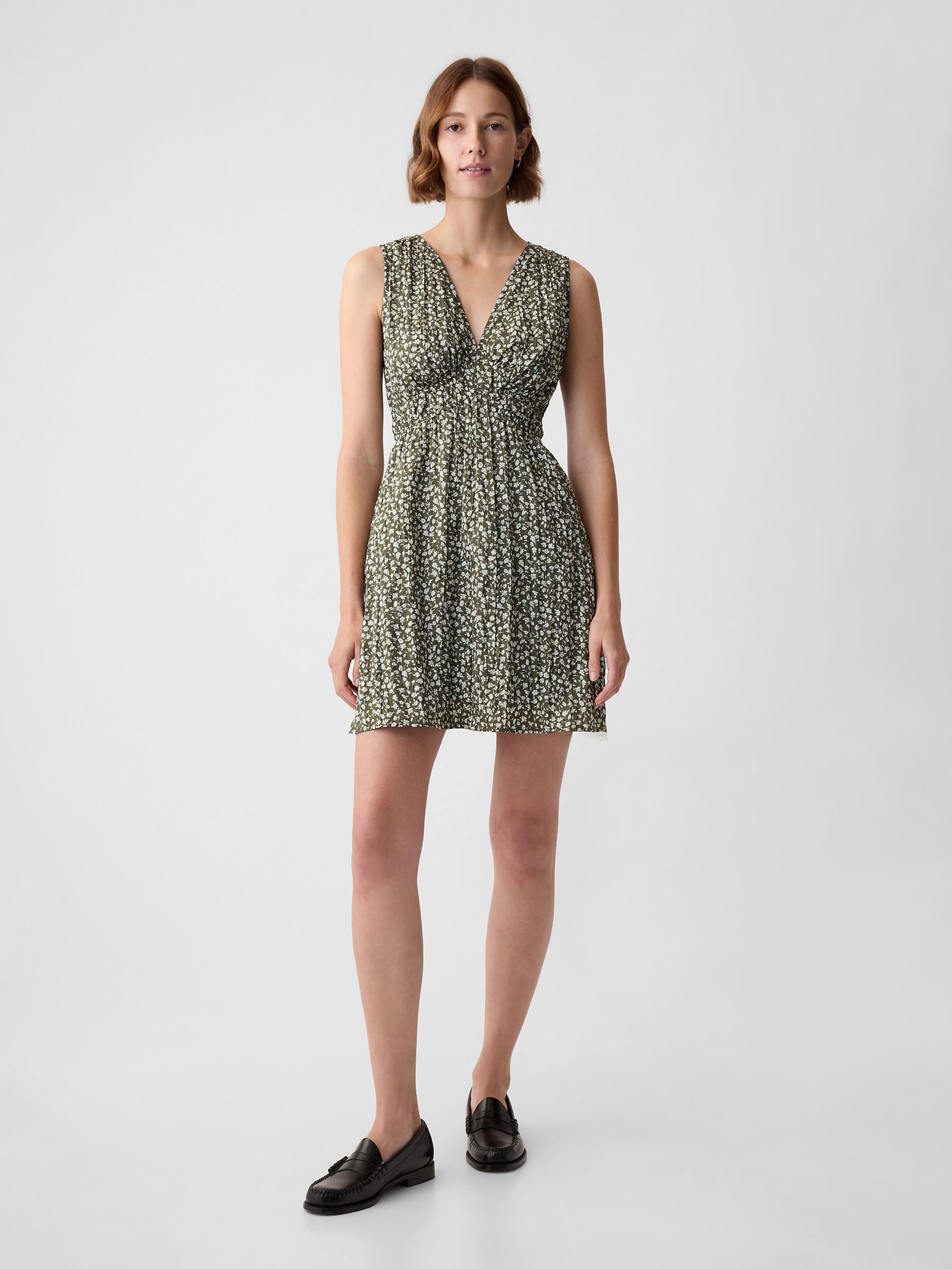 Green Crinkle Mini Dress - Image 2 of 6