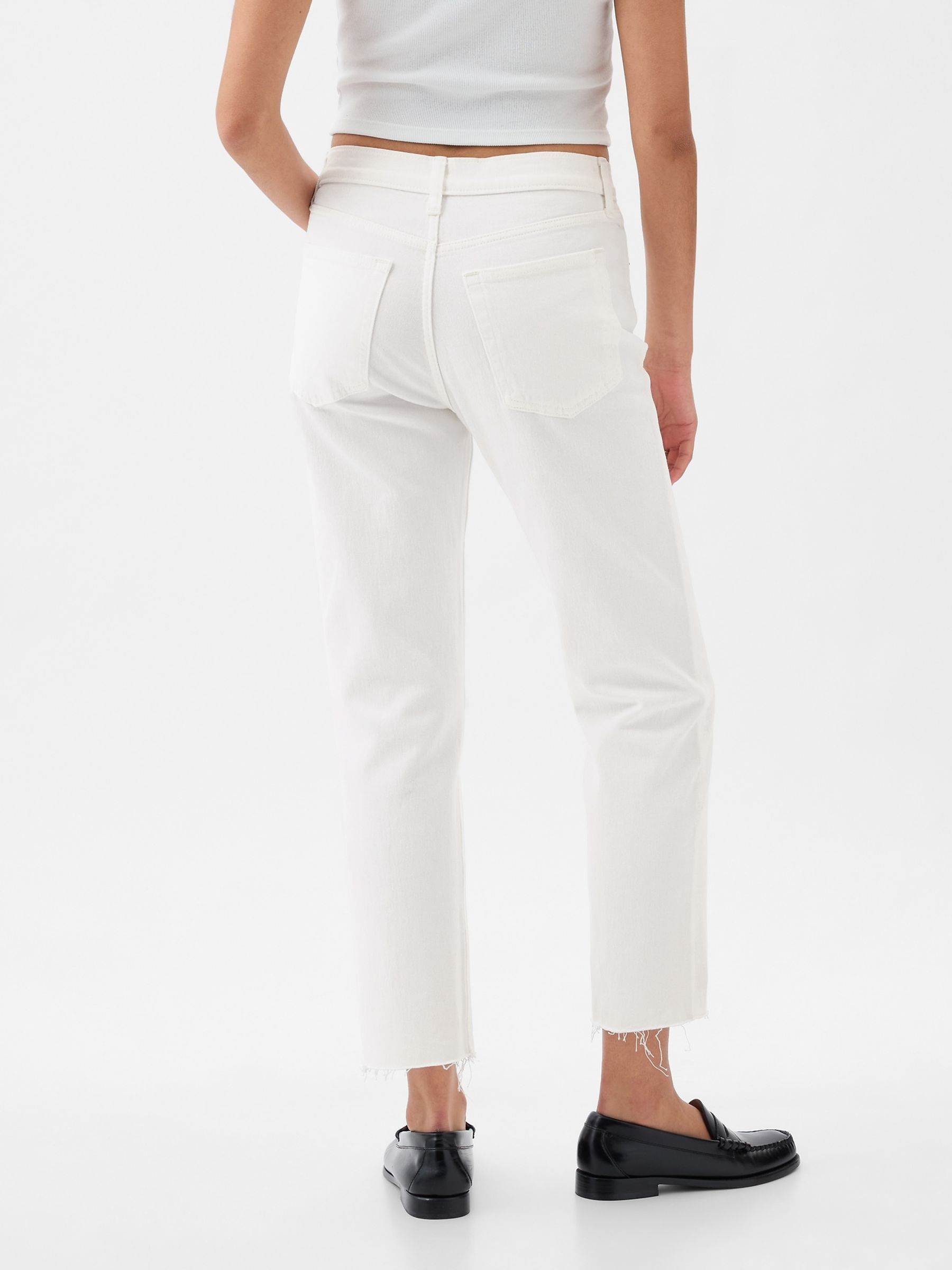 White High Waisted Cheeky Straight Leg Ripped Jeans - Image 2 of 8