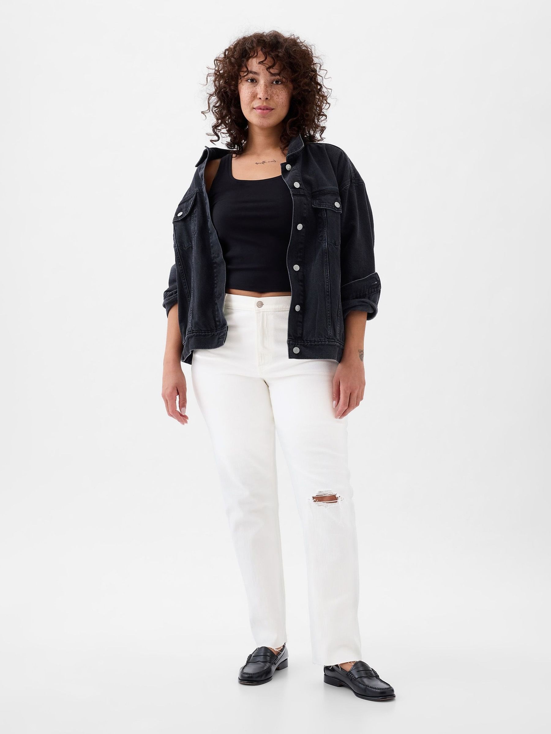 White High Waisted Cheeky Straight Leg Ripped Jeans - Image 5 of 8
