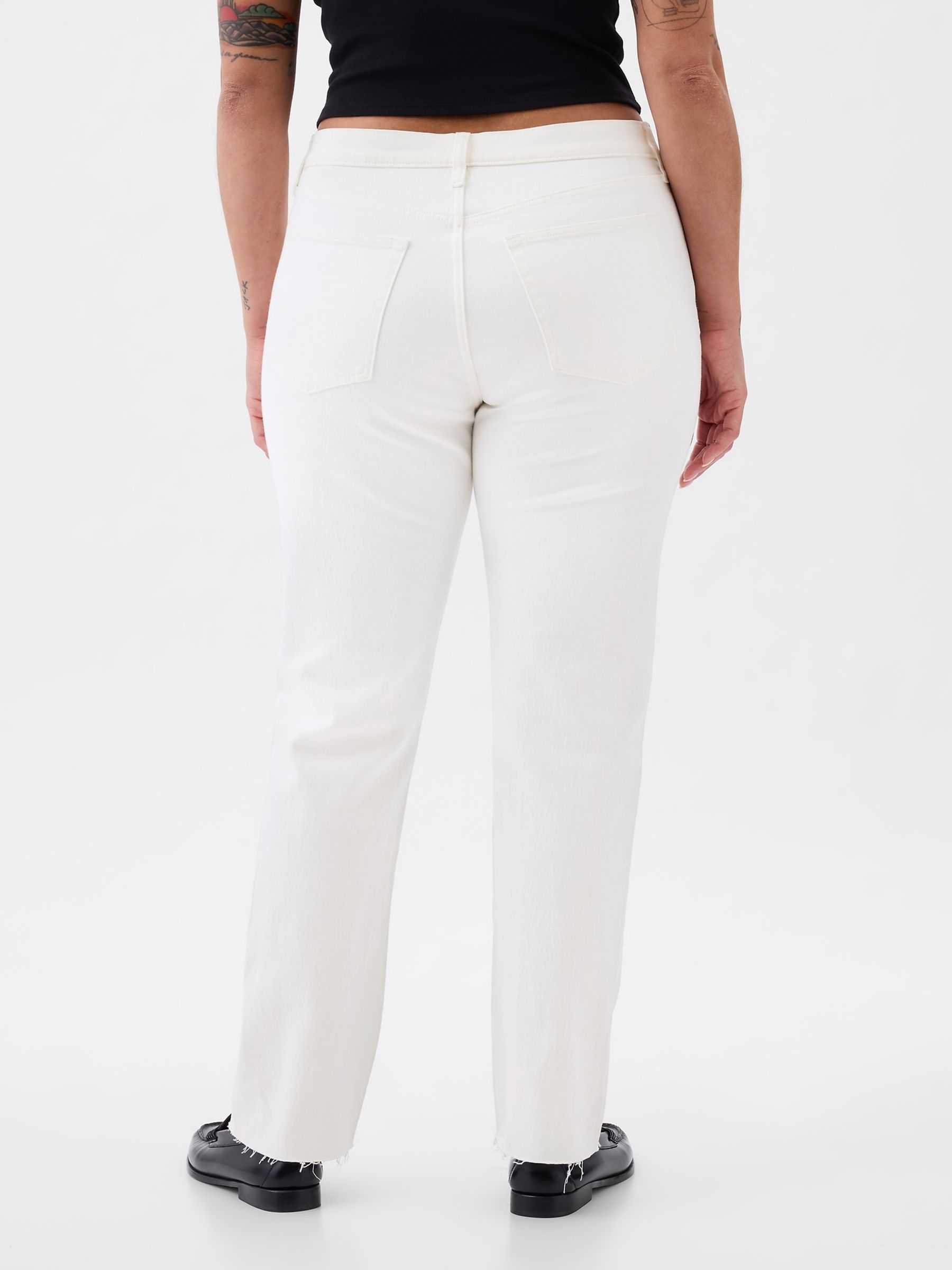 White High Waisted Cheeky Straight Leg Ripped Jeans - Image 6 of 8