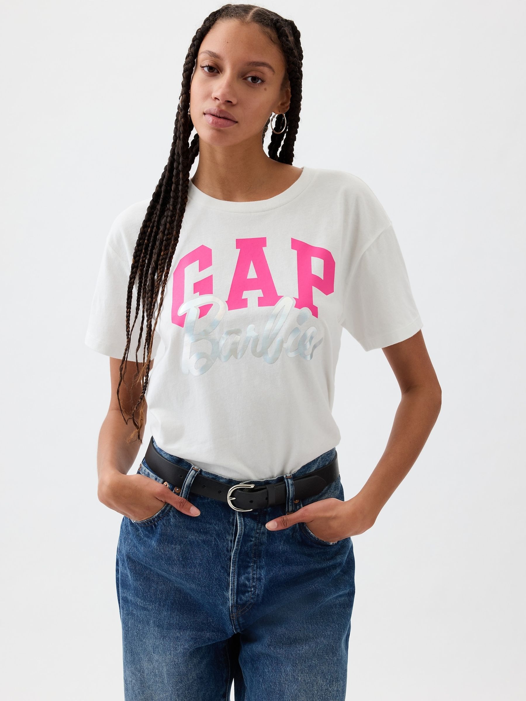 White Relaxed Barbie Logo Short Sleeve T-Shirt - Image 1 of 1
