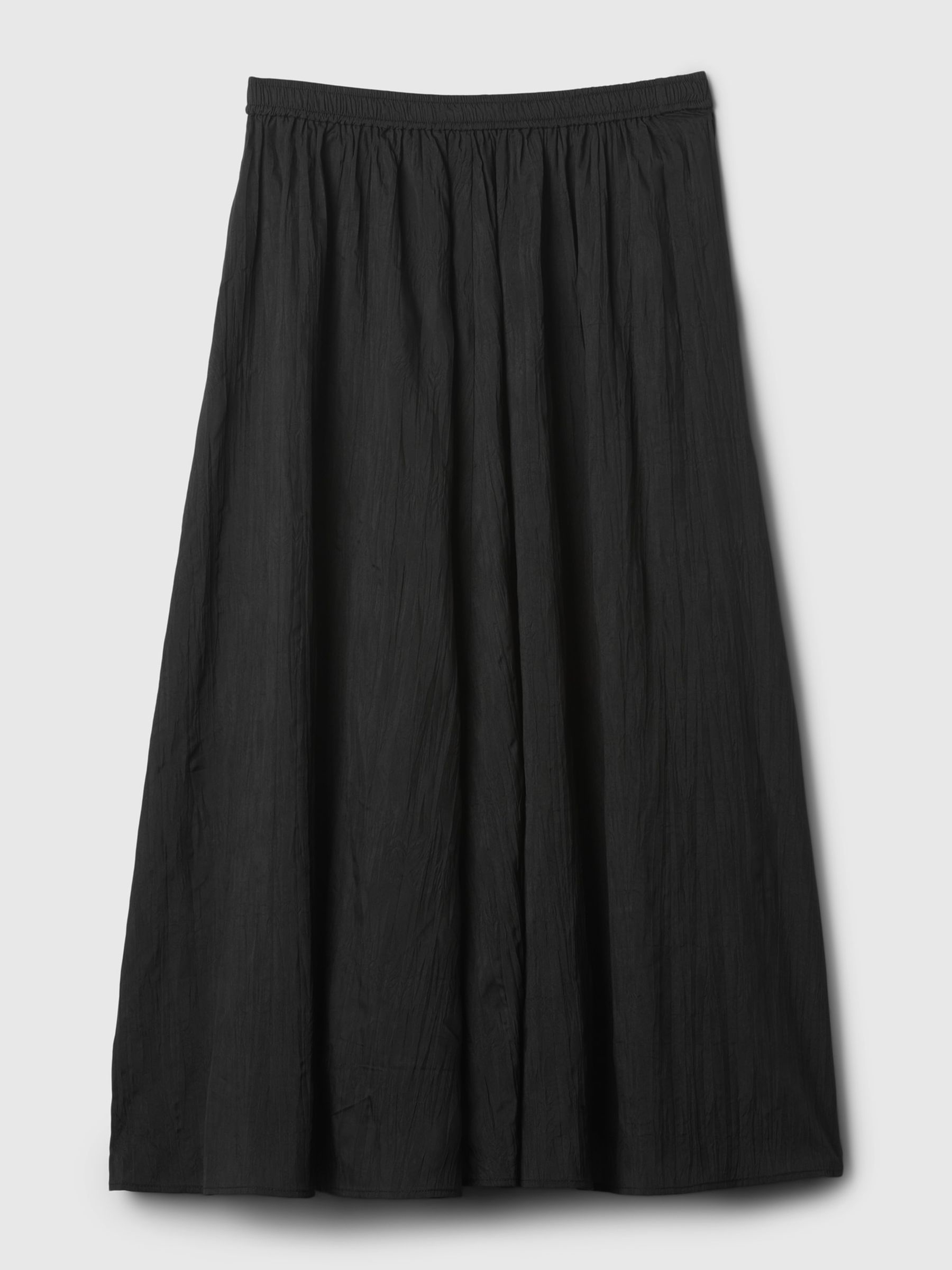 Black Crinkle Pull On Midi Skirt - Image 4 of 4