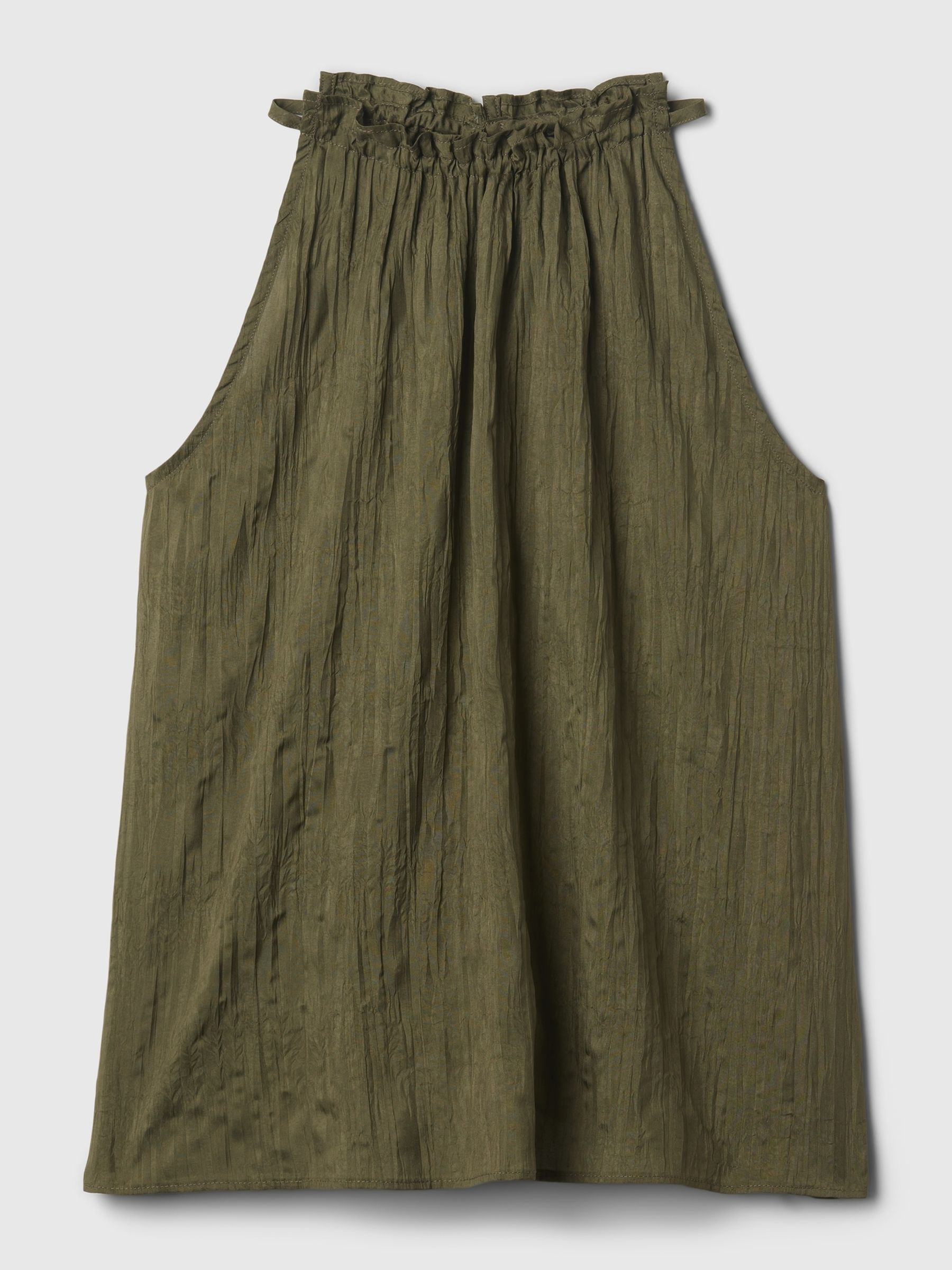 Green Crinkle Sleeveless Halter Top - Image 8 of 8