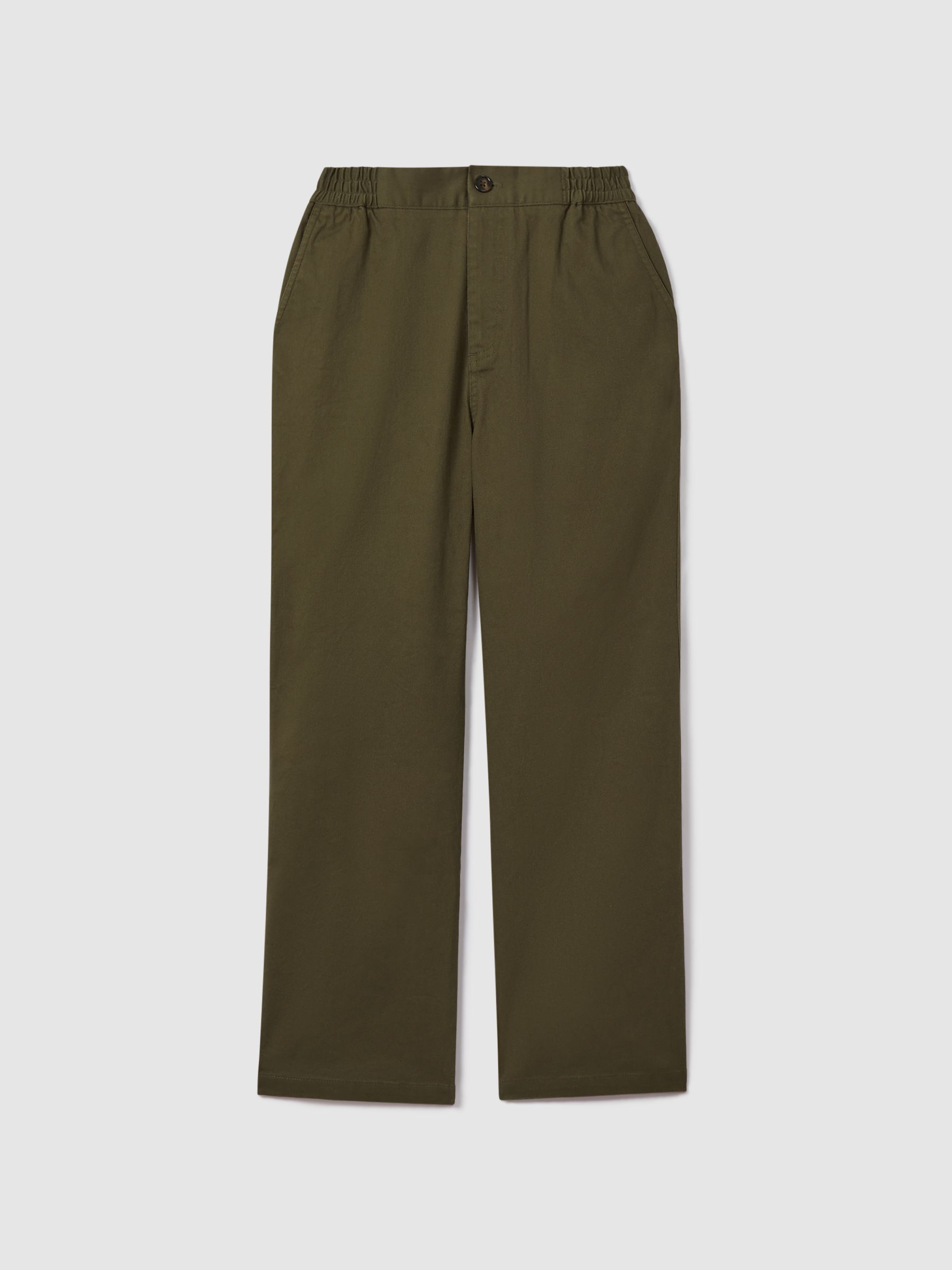 3-9 yrs Elasticated Waist Cotton Blend Trousers in Sage - Image 1 of 3