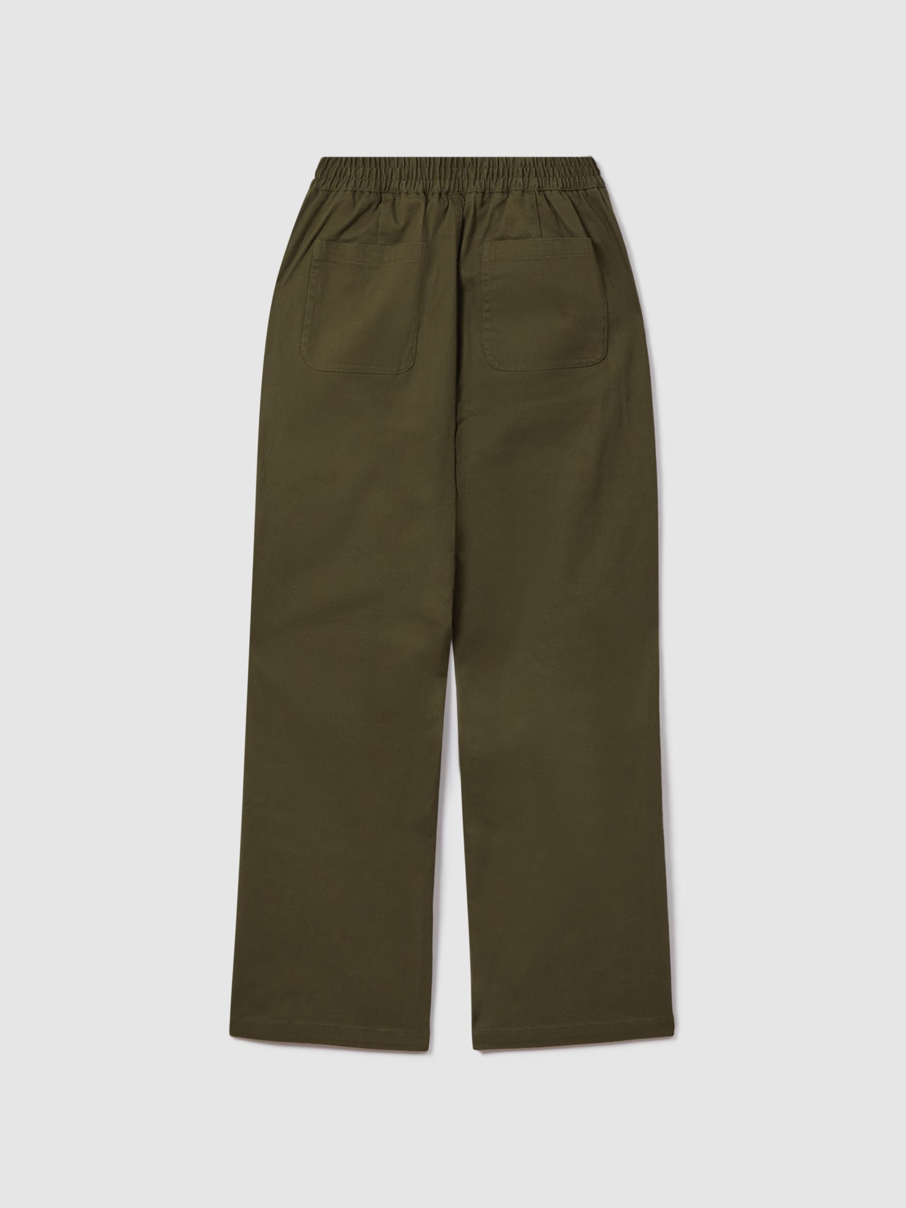 3-9 yrs Elasticated Waist Cotton Blend Trousers in Sage - Image 2 of 3