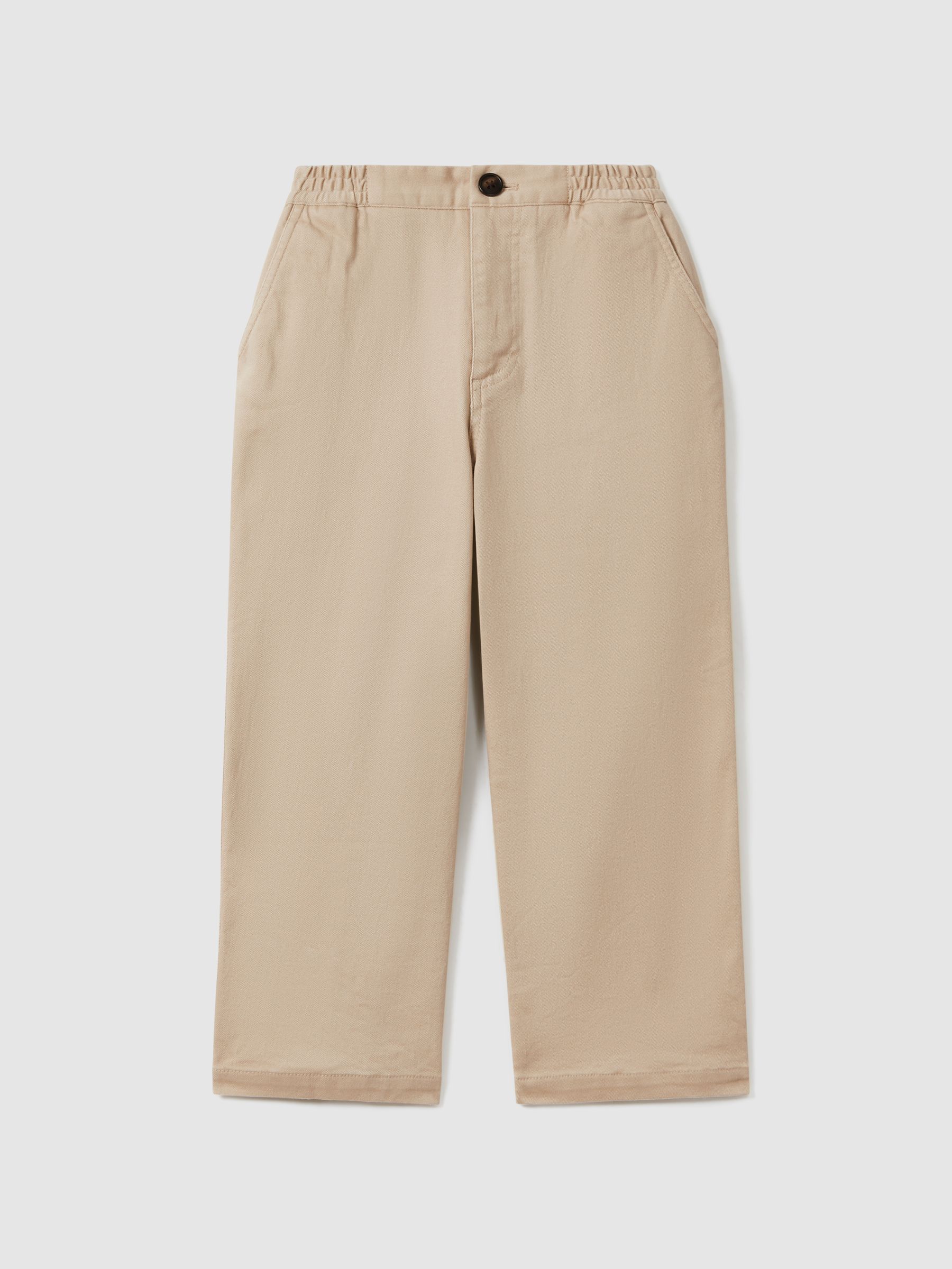 3-9 yrs Elasticated Waist Cotton Blend Trousers in Stone - Image 2 of 4