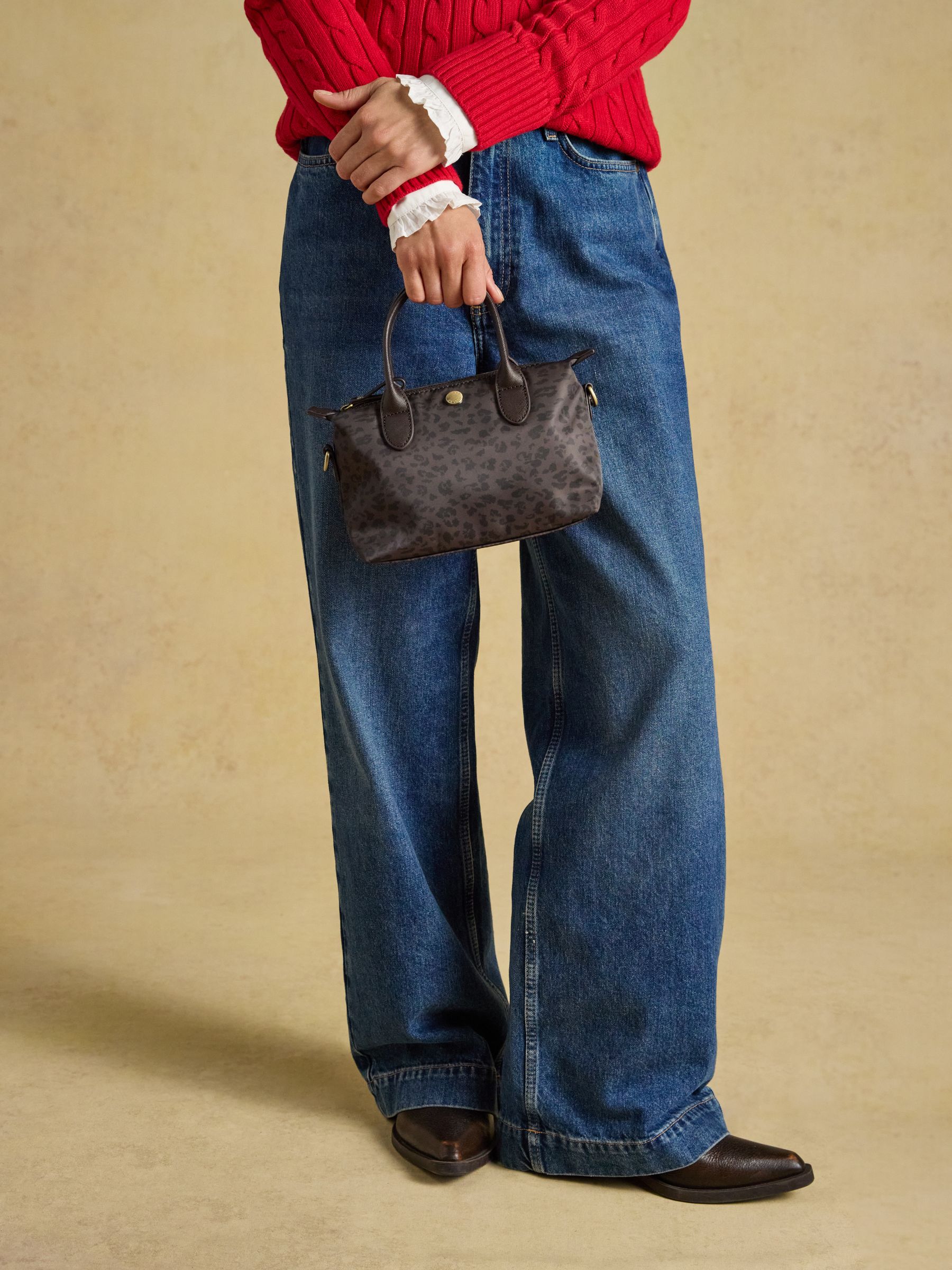 Mini Chocolate Brown Leopard Print Crossbody Handbag - Image 3 of 8