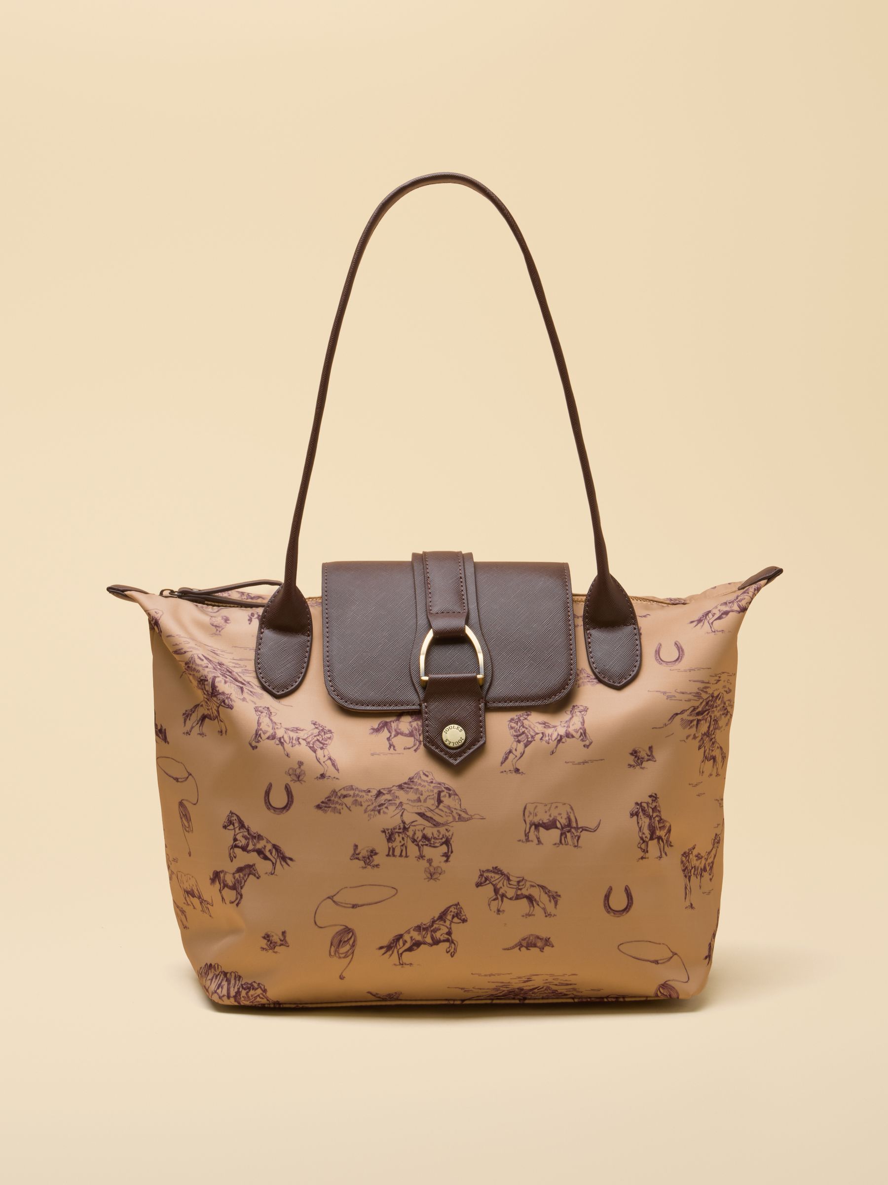 Edie Neutral Rodeo Print Zip Top Shopper Bag - Image 1 of 9