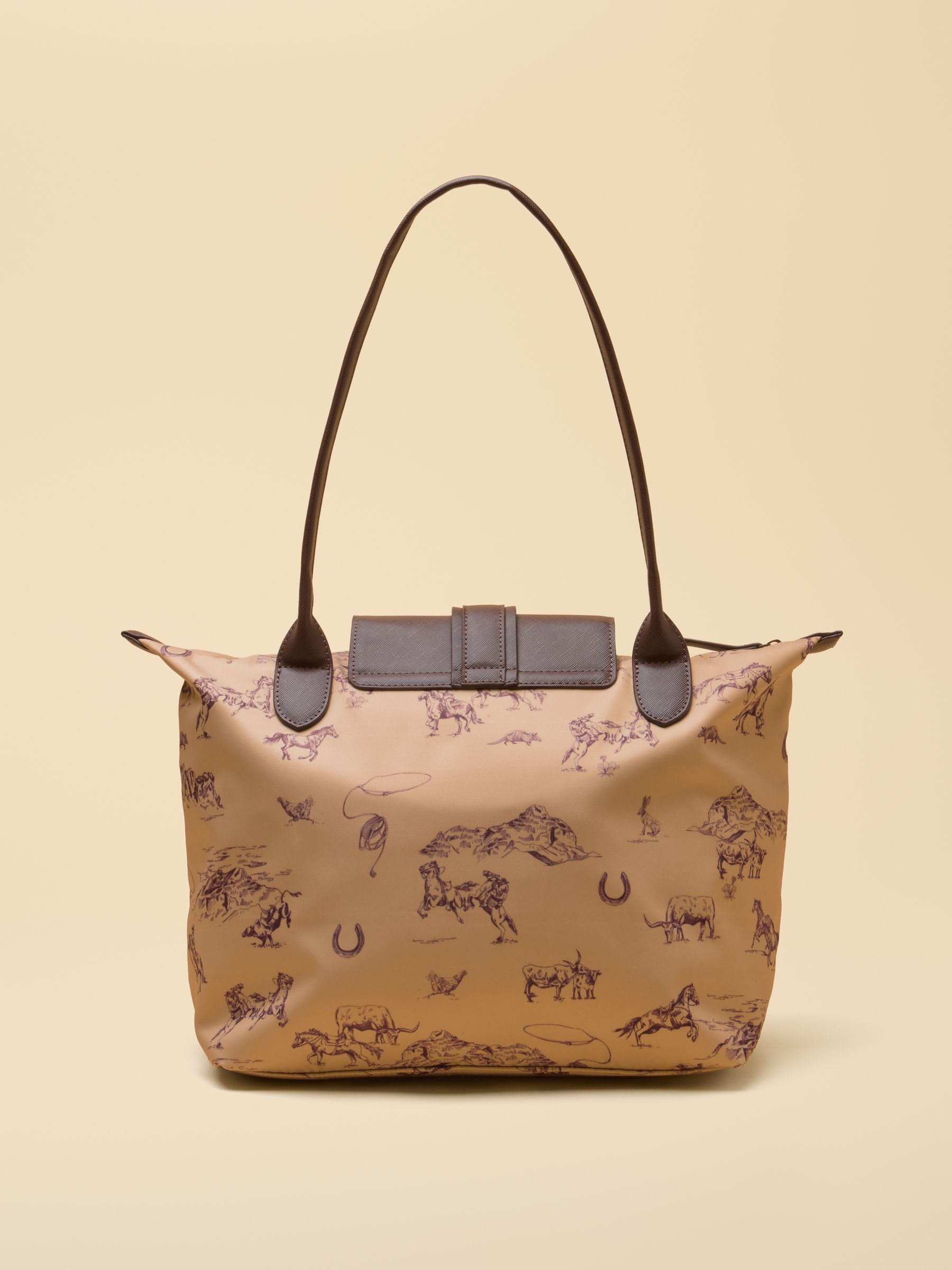 Edie Neutral Rodeo Print Zip Top Shopper Bag - Image 6 of 9