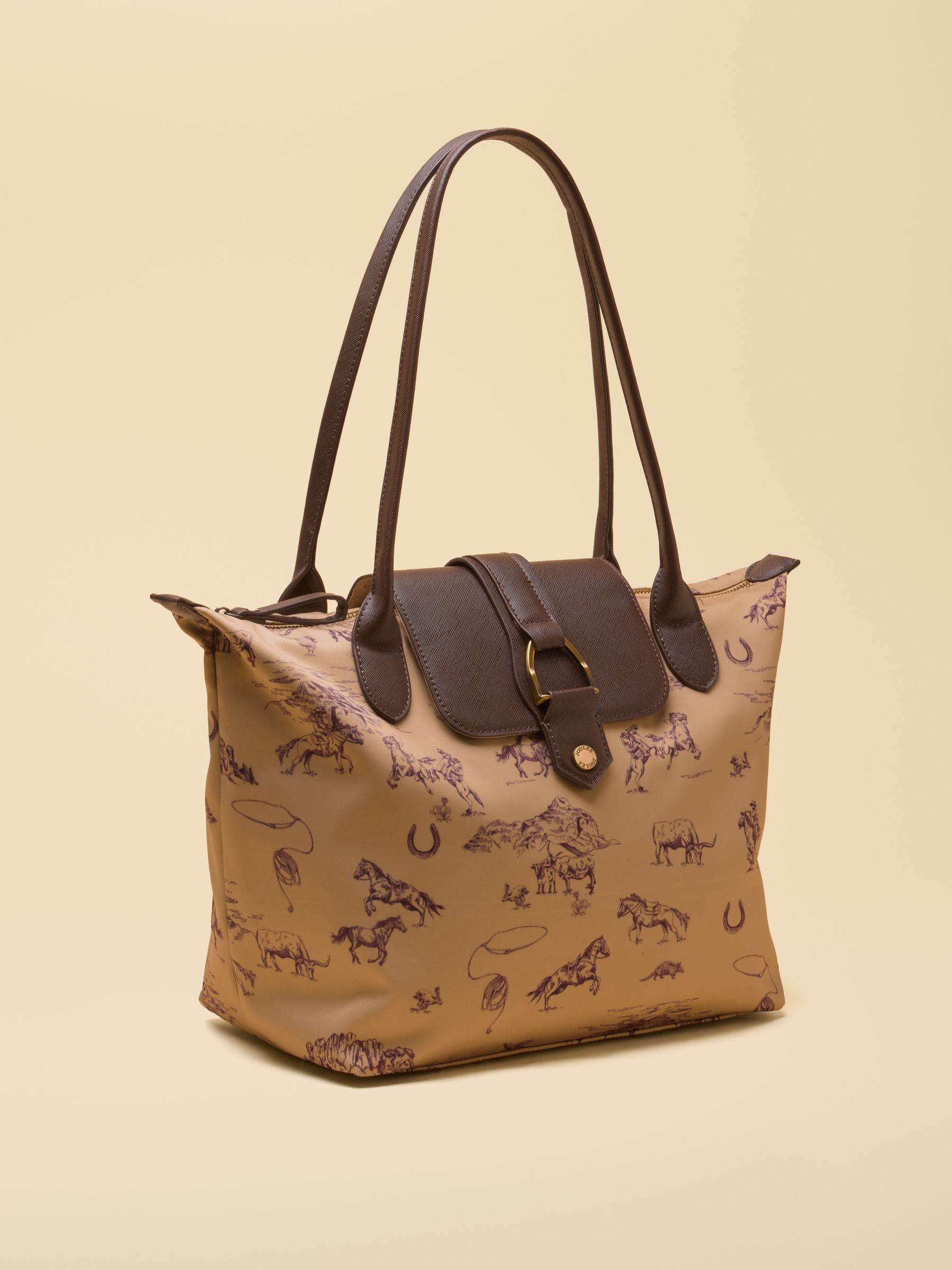 Edie Neutral Rodeo Print Zip Top Shopper Bag - Image 7 of 9