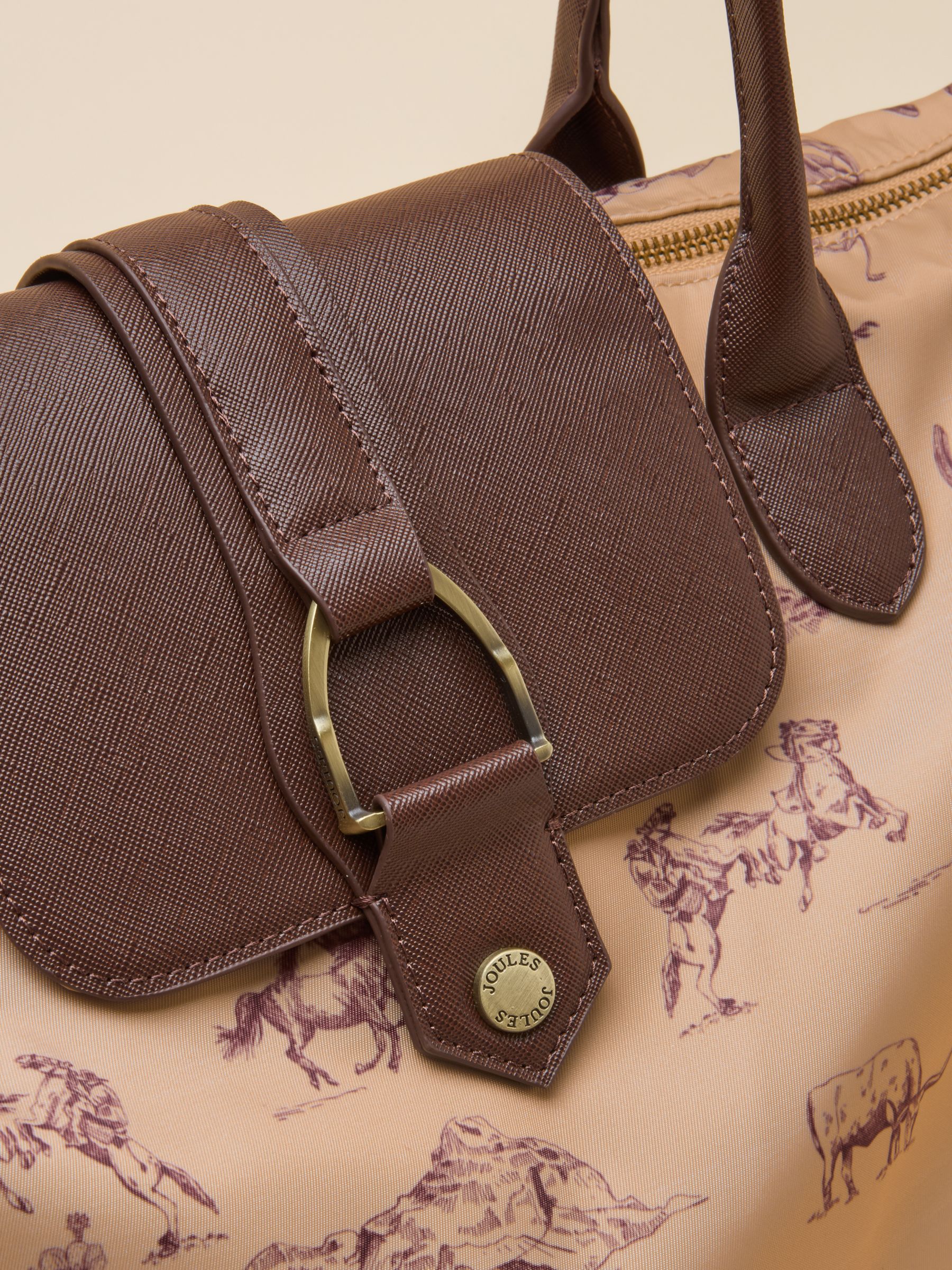 Edie Neutral Rodeo Print Zip Top Shopper Bag - Image 8 of 9