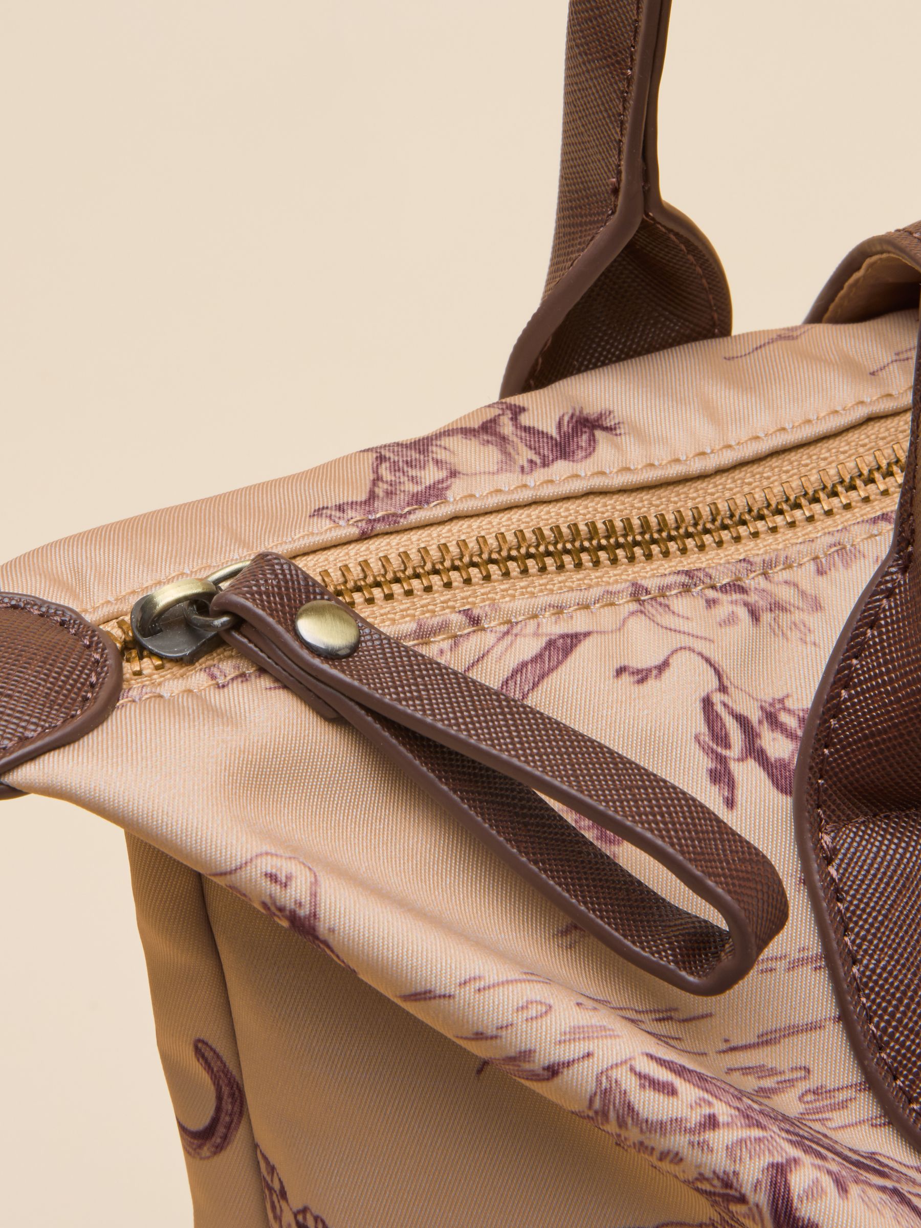 Edie Neutral Rodeo Print Zip Top Shopper Bag - Image 9 of 9