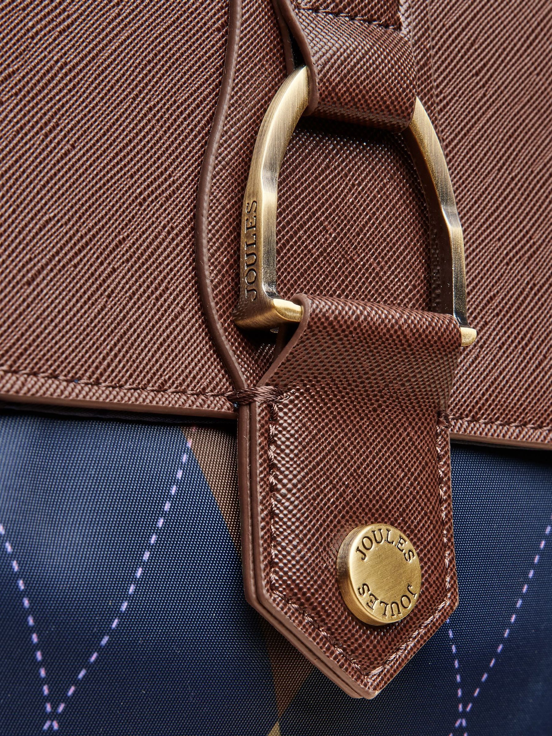 Edie Navy Argyle Zip Top Shopper Bag - Image 7 of 10