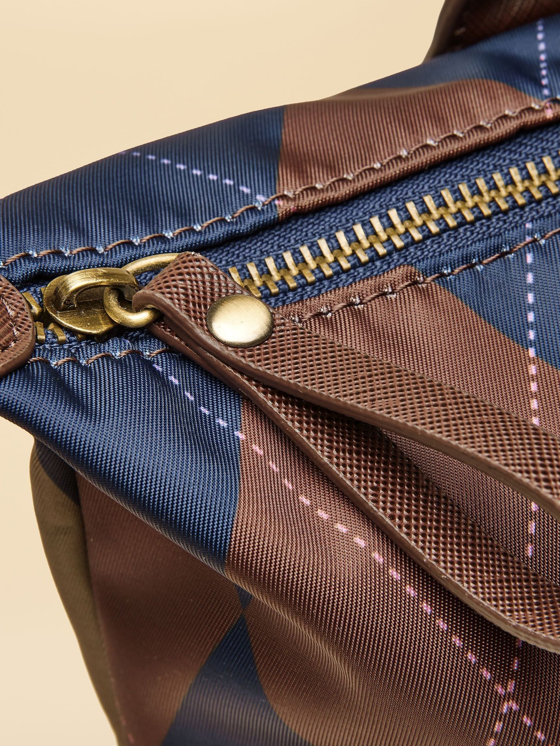 Edie Navy Argyle Zip Top Shopper Bag - Image 8 of 10