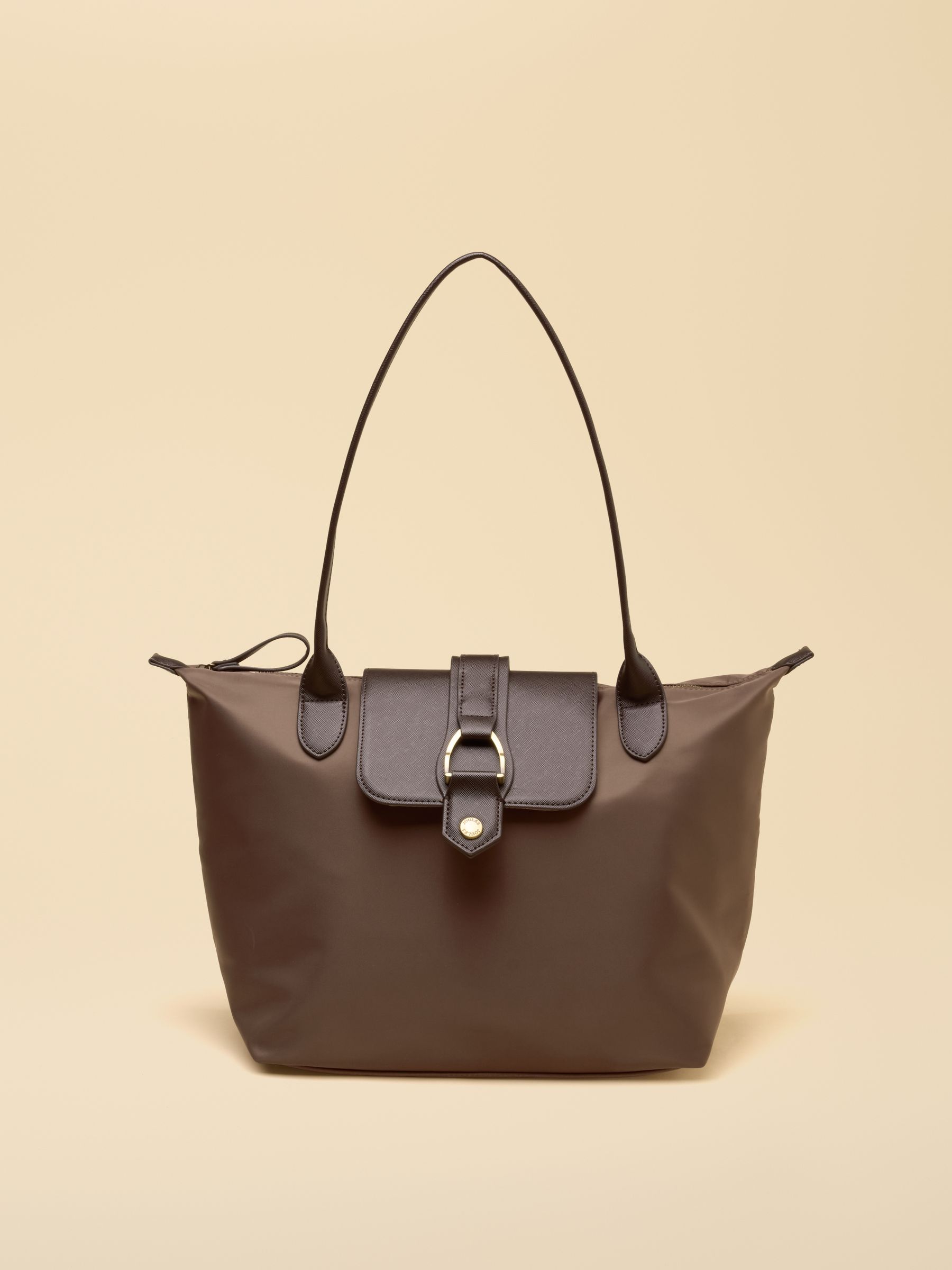 Edie Mocha Brown Zip Top Shopper Bag - Image 1 of 8