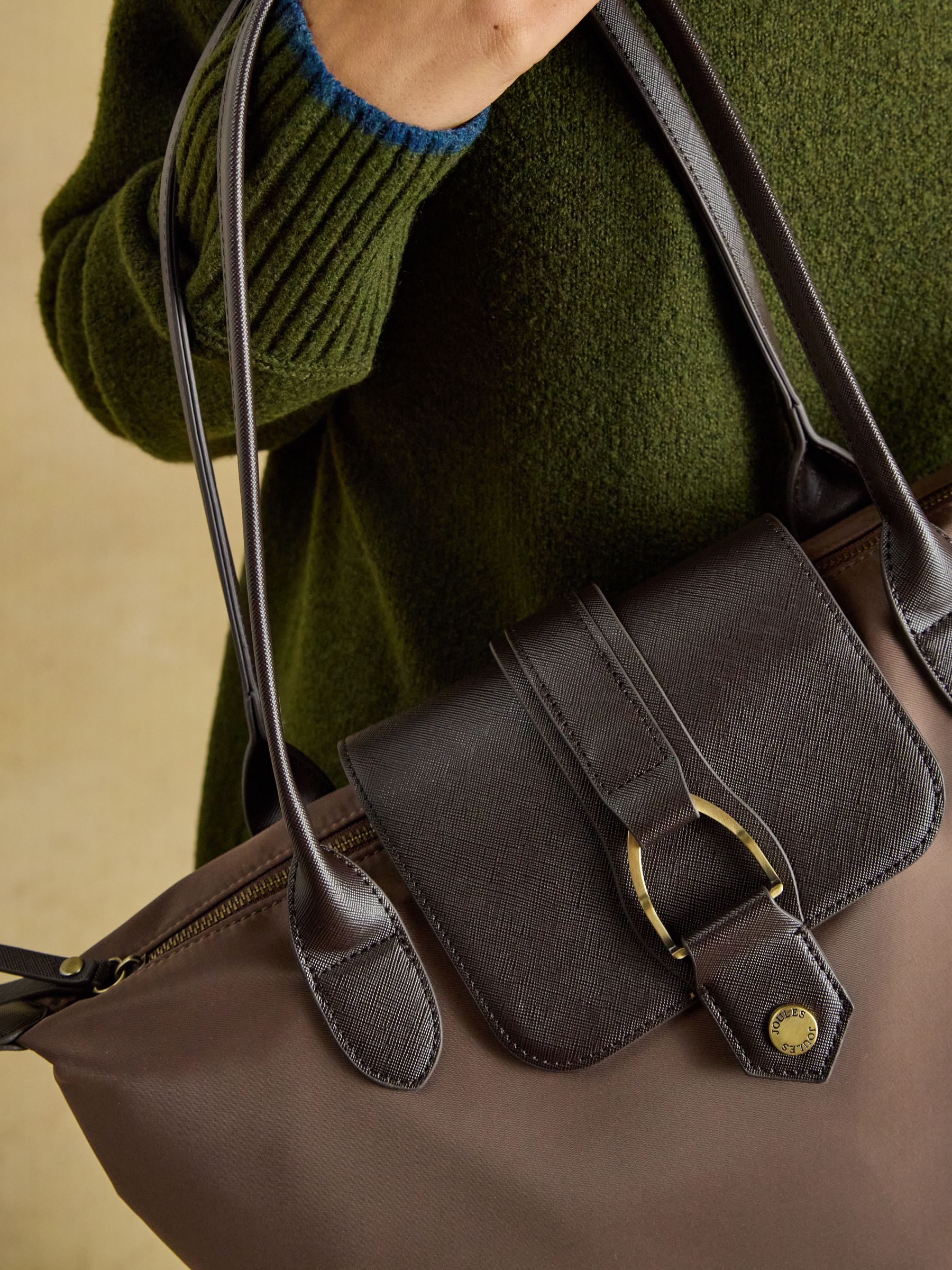 Edie Mocha Brown Zip Top Shopper Bag - Image 4 of 8