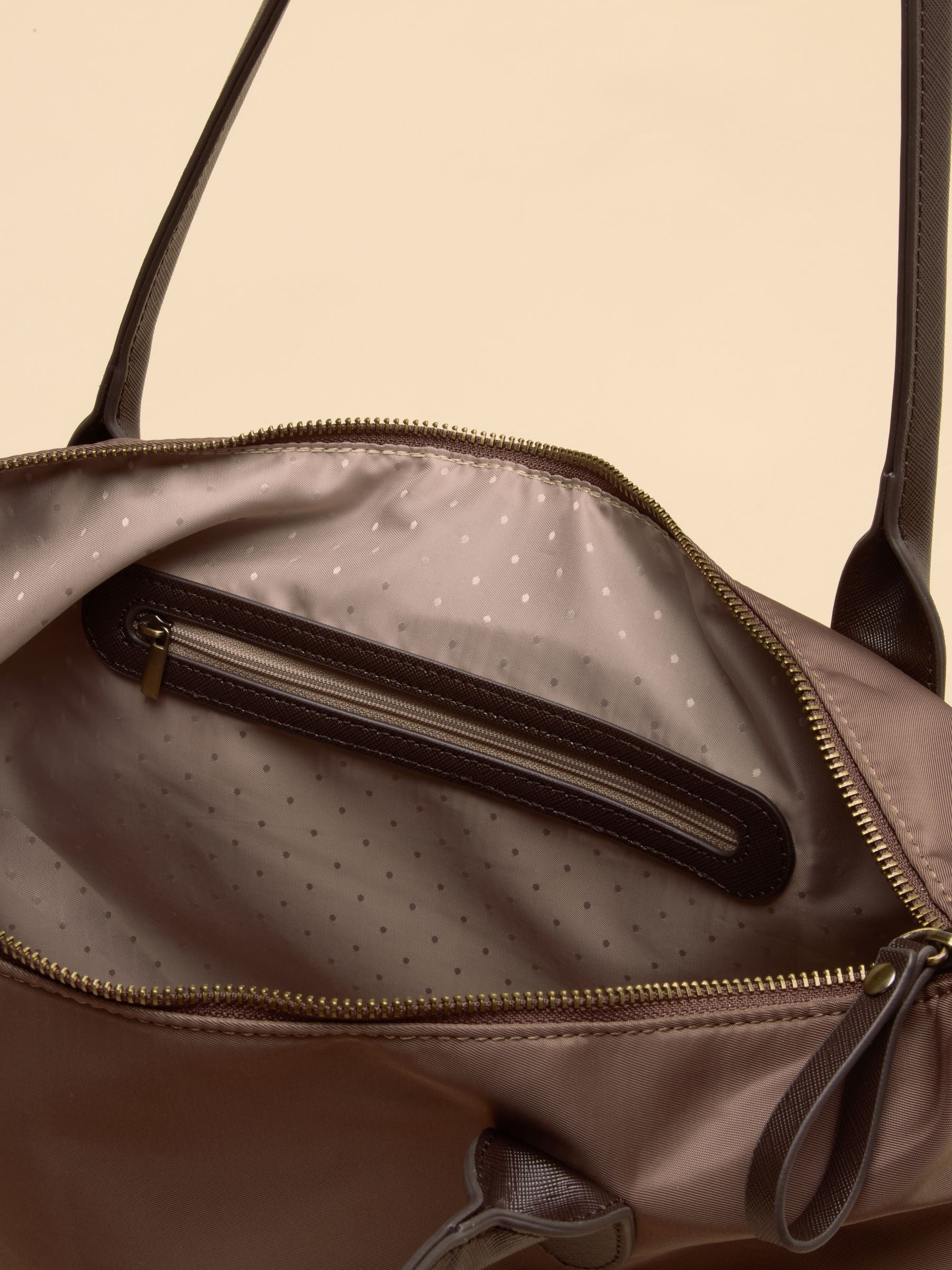 Edie Mocha Brown Zip Top Shopper Bag - Image 5 of 8